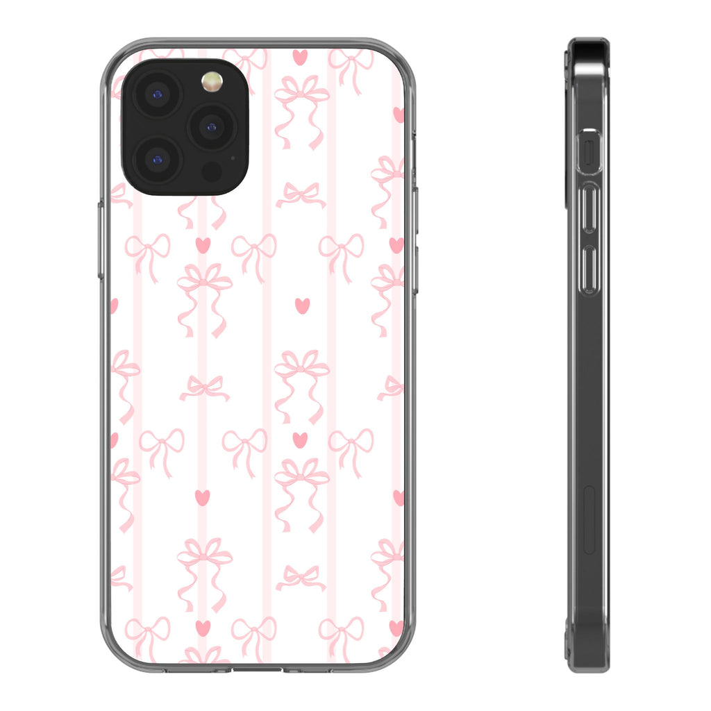 Pink Bow Aesthetic Phone Case – Cute Shockproof Protective Cover with Precise Cutouts, Kawaii Gift for Women & Girls