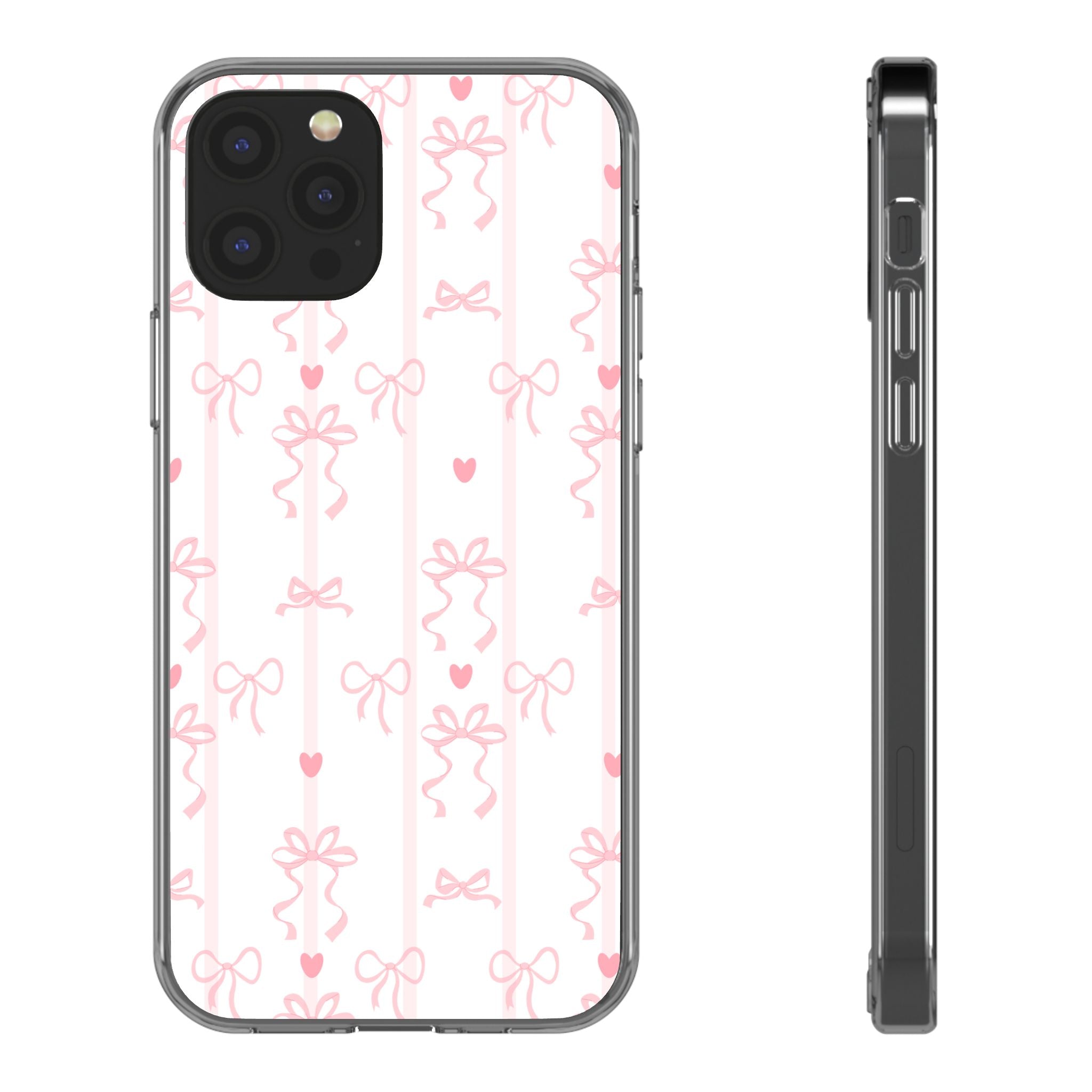 Pink Bow Aesthetic Phone Case – Cute Shockproof Protective Cover with Precise Cutouts, Kawaii Gift for Women & Girls