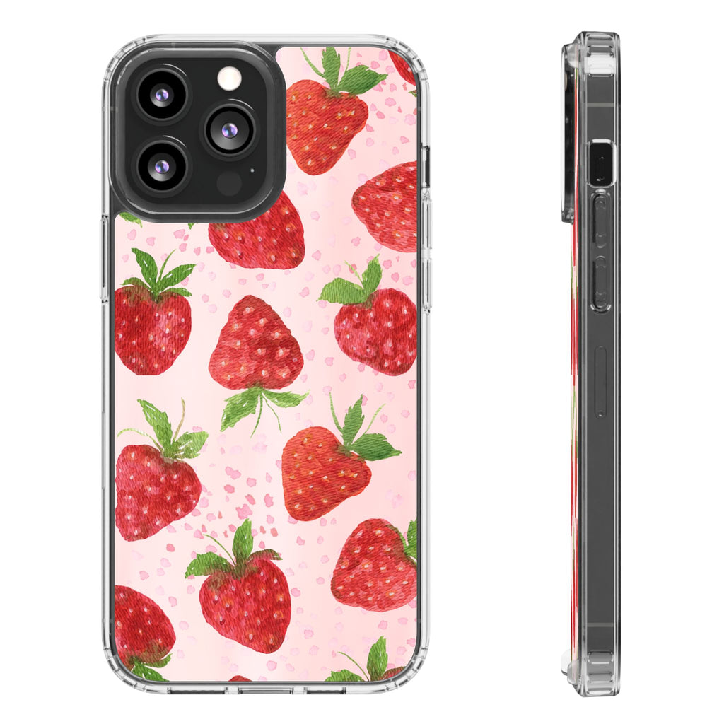 Aesthetic Pink Strawberry Phone Case – Cute Kawaii Fruit Design, Slim Protective Cover for Women & Girls | iPhone and Samsung