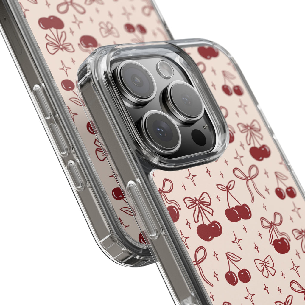Red Cherry Pattern Aesthetic Phone Case – Slim Lightweight Protective Cover, Cute Colorful Design for Women & Girls