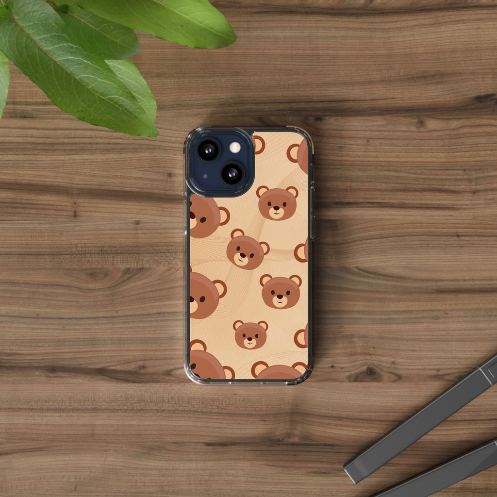 Bear Pattern Clear Phone Case, Cute Animal Phone Cover, Gift for Kids, Trendy Phone Accessory, Birthday Gift, Fun & Playful Style