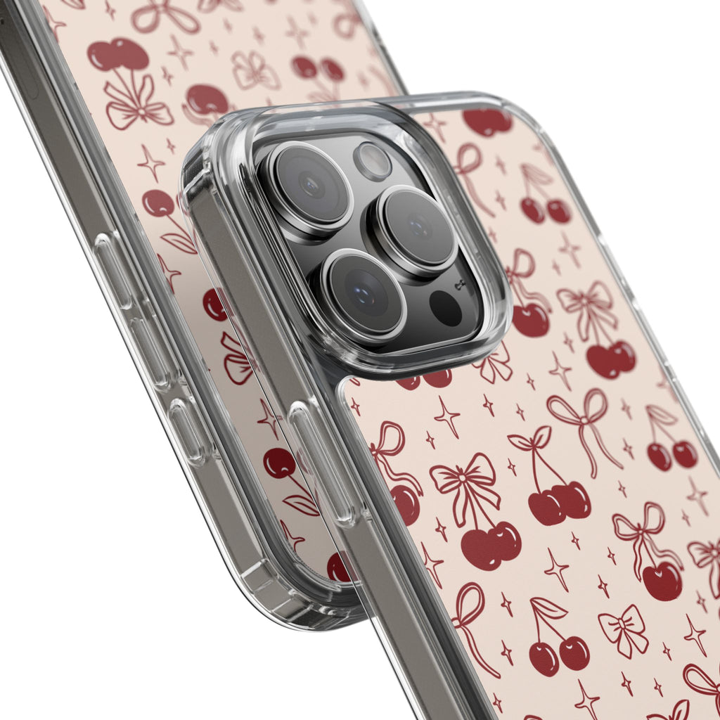 Red Cherry Pattern Aesthetic Phone Case – Slim Lightweight Protective Cover, Cute Colorful Design for Women & Girls