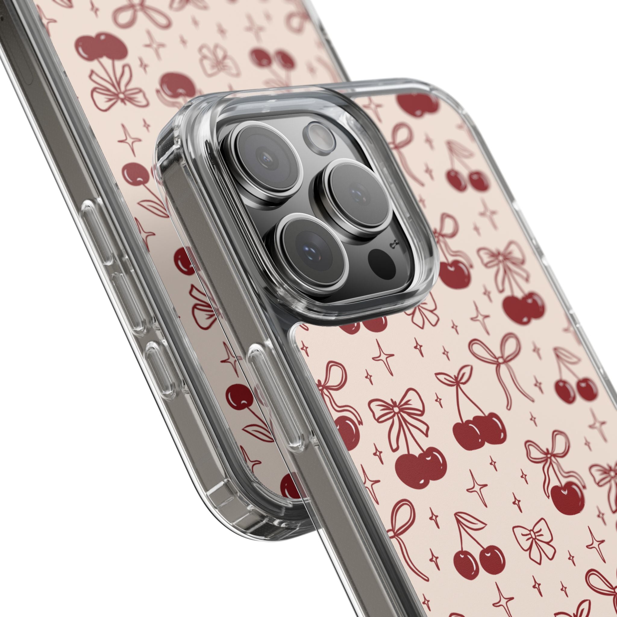 Red Cherry Pattern Aesthetic Phone Case – Slim Lightweight Protective Cover, Cute Colorful Design for Women & Girls