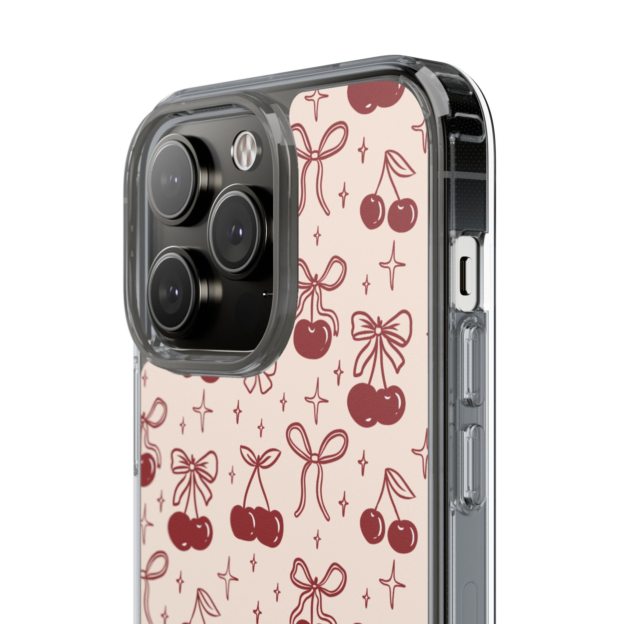 Red Cherry Pattern Aesthetic Phone Case – Slim Lightweight Protective Cover, Cute Colorful Design for Women & Girls