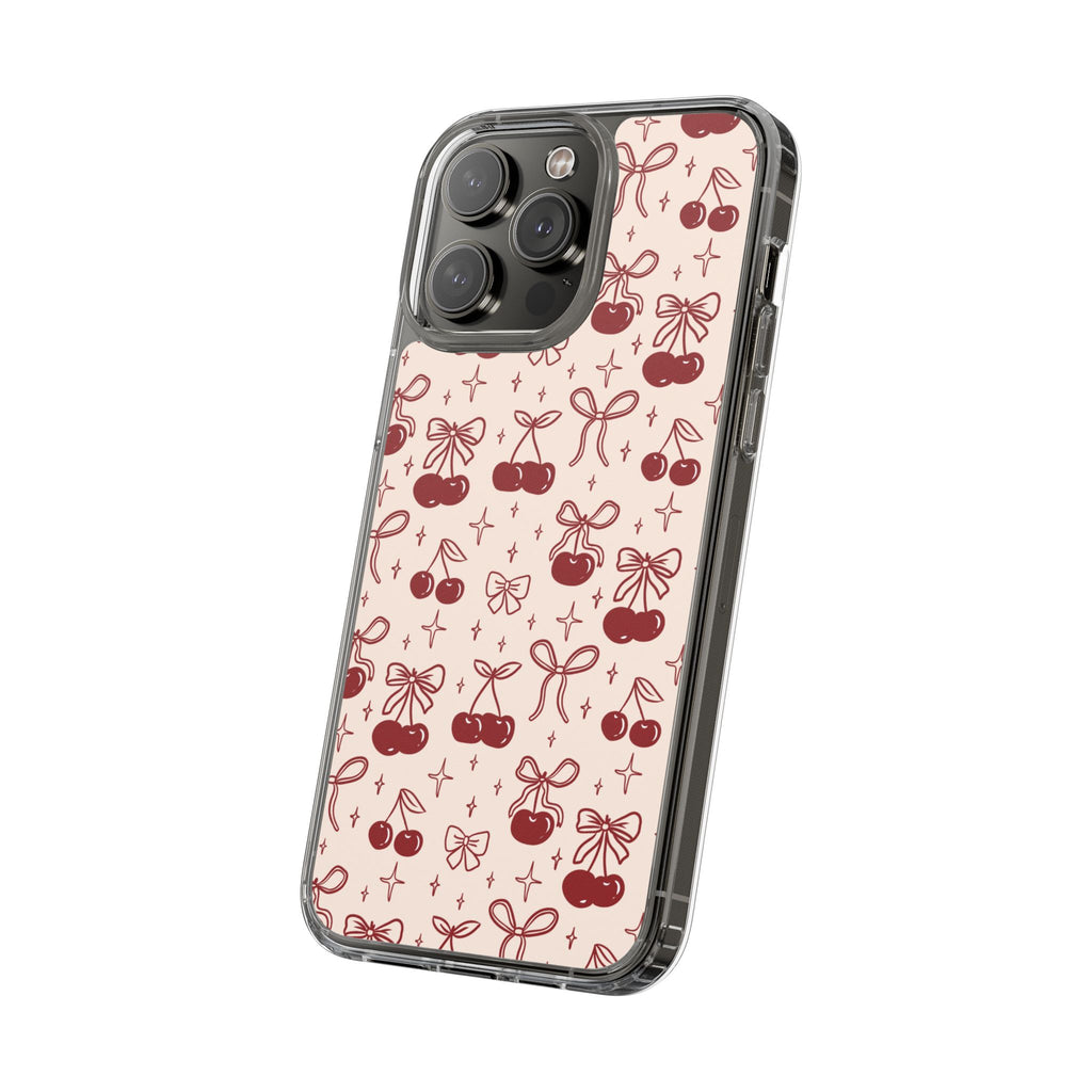 Red Cherry Pattern Aesthetic Phone Case – Slim Lightweight Protective Cover, Cute Colorful Design for Women & Girls