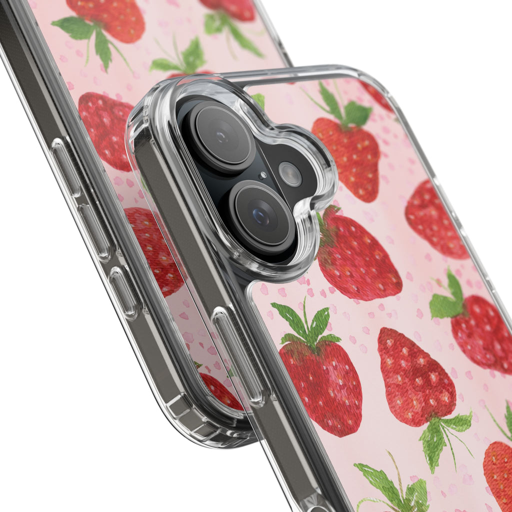 Aesthetic Pink Strawberry Phone Case – Cute Kawaii Fruit Design, Slim Protective Cover for Women & Girls | iPhone and Samsung