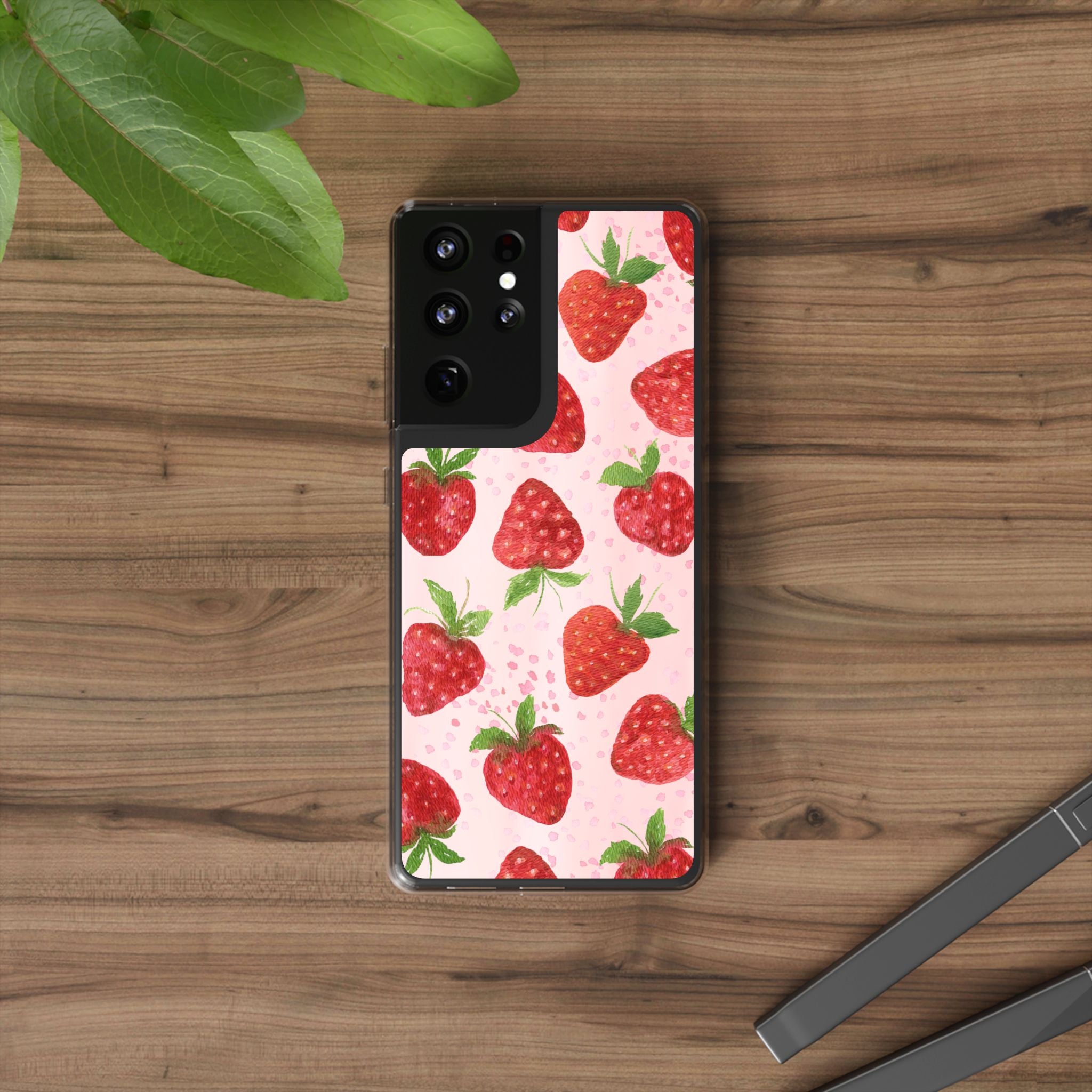 Aesthetic Pink Strawberry Phone Case – Cute Kawaii Fruit Design, Slim Protective Cover for Women & Girls | iPhone and Samsung