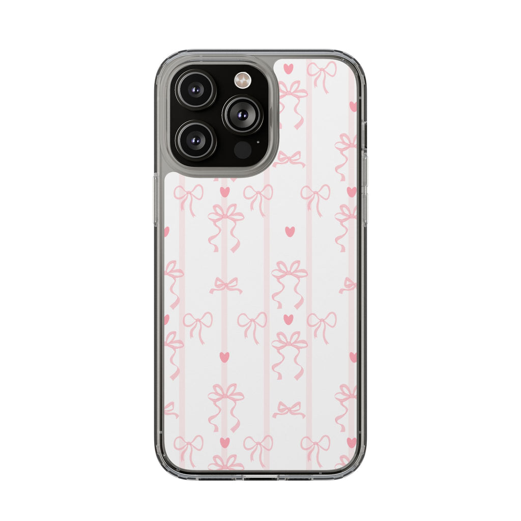 Pink Bow Aesthetic Phone Case – Cute Shockproof Protective Cover with Precise Cutouts, Kawaii Gift for Women & Girls