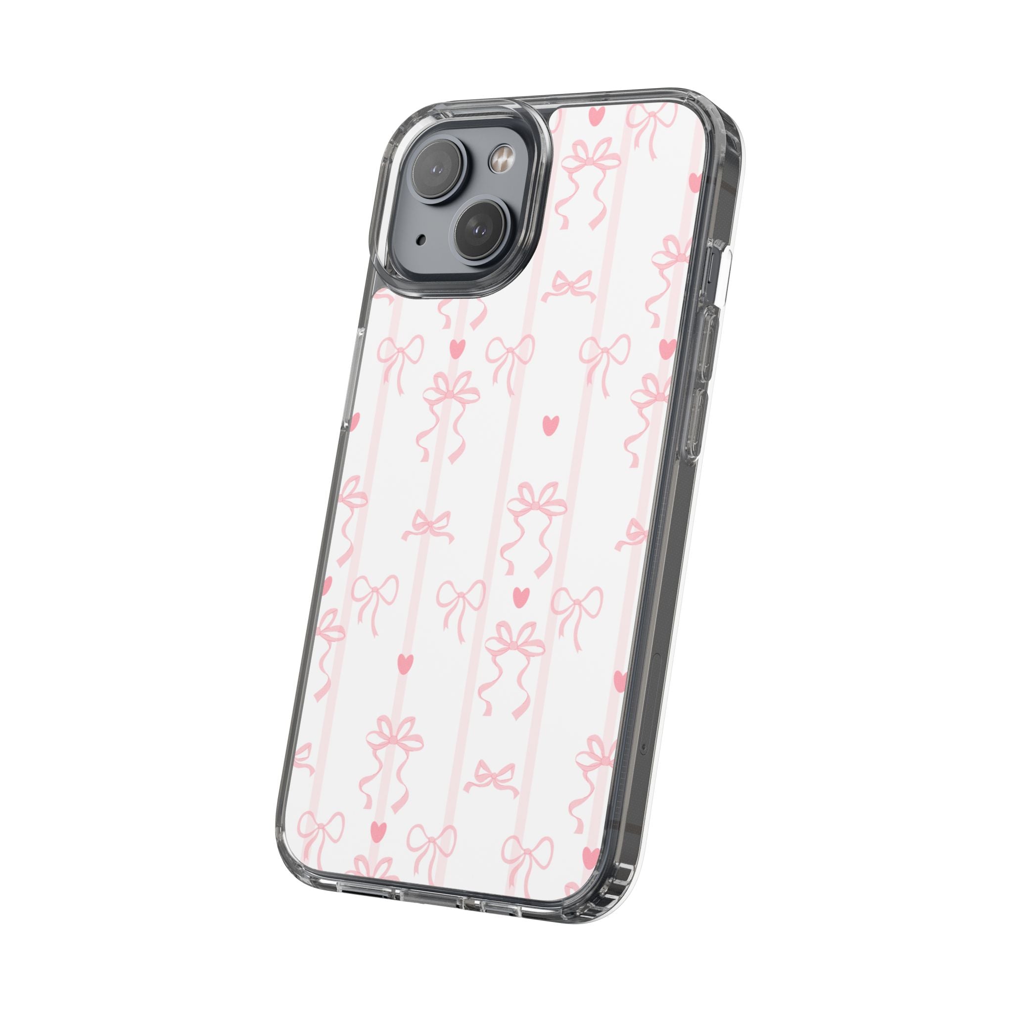 Pink Bow Aesthetic Phone Case – Cute Shockproof Protective Cover with Precise Cutouts, Kawaii Gift for Women & Girls