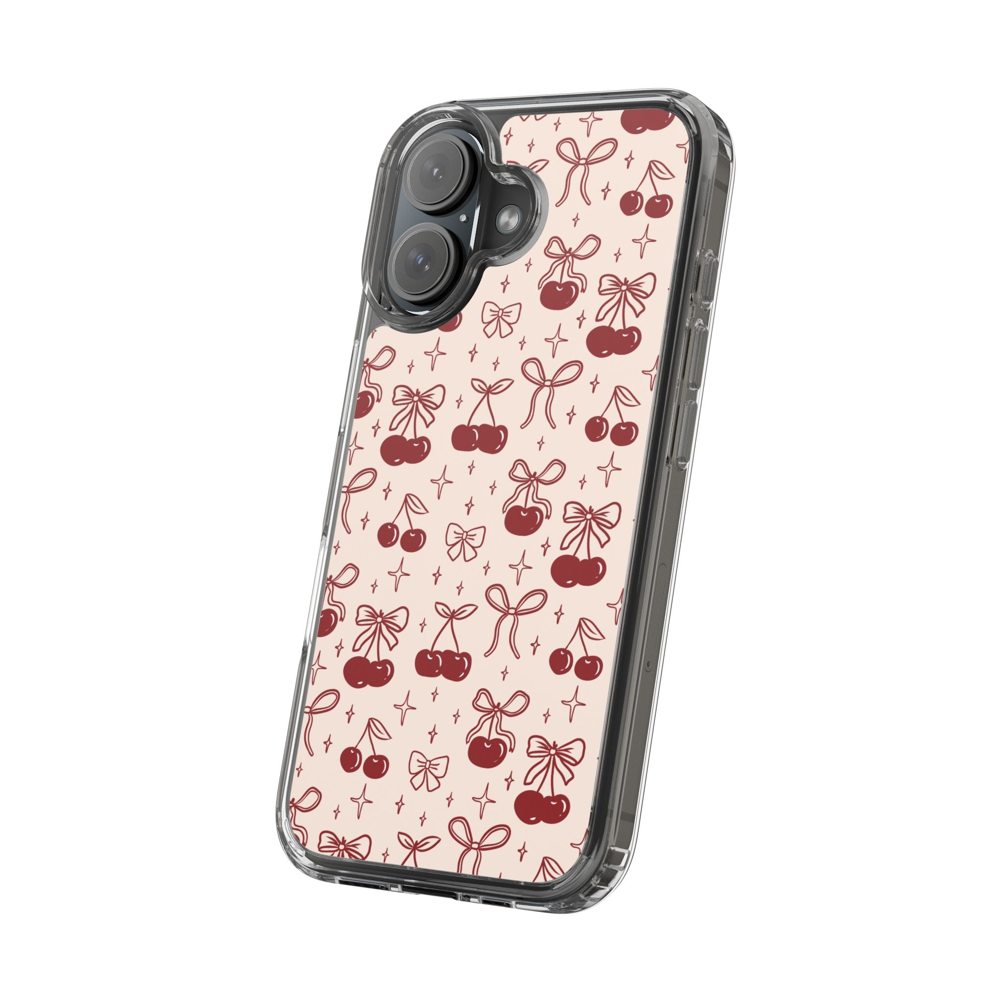 Red Cherry Pattern Aesthetic Phone Case – Slim Lightweight Protective Cover, Cute Colorful Design for Women & Girls