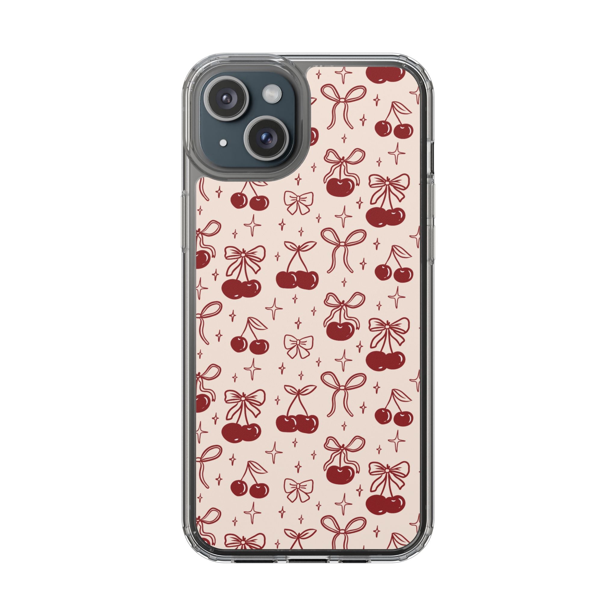 Red Cherry Pattern Aesthetic Phone Case – Slim Lightweight Protective Cover, Cute Colorful Design for Women & Girls