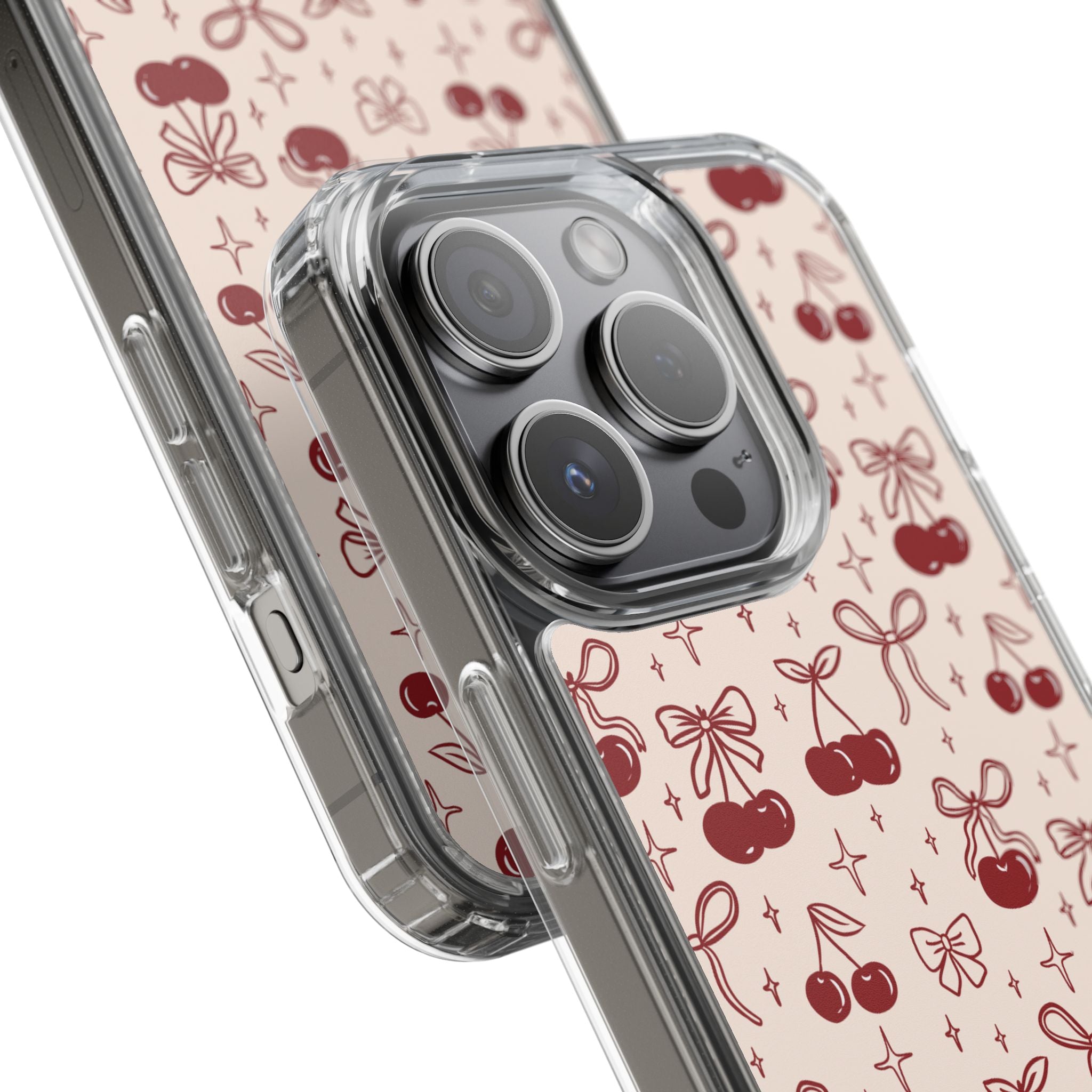 Red Cherry Pattern Aesthetic Phone Case – Slim Lightweight Protective Cover, Cute Colorful Design for Women & Girls