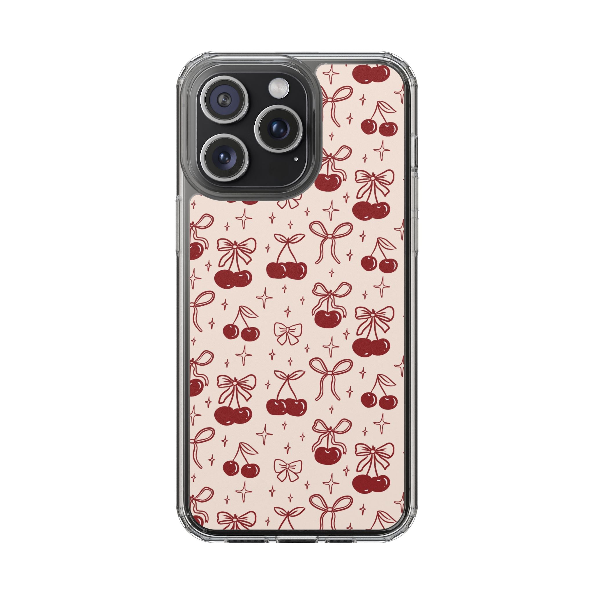 Red Cherry Pattern Aesthetic Phone Case – Slim Lightweight Protective Cover, Cute Colorful Design for Women & Girls