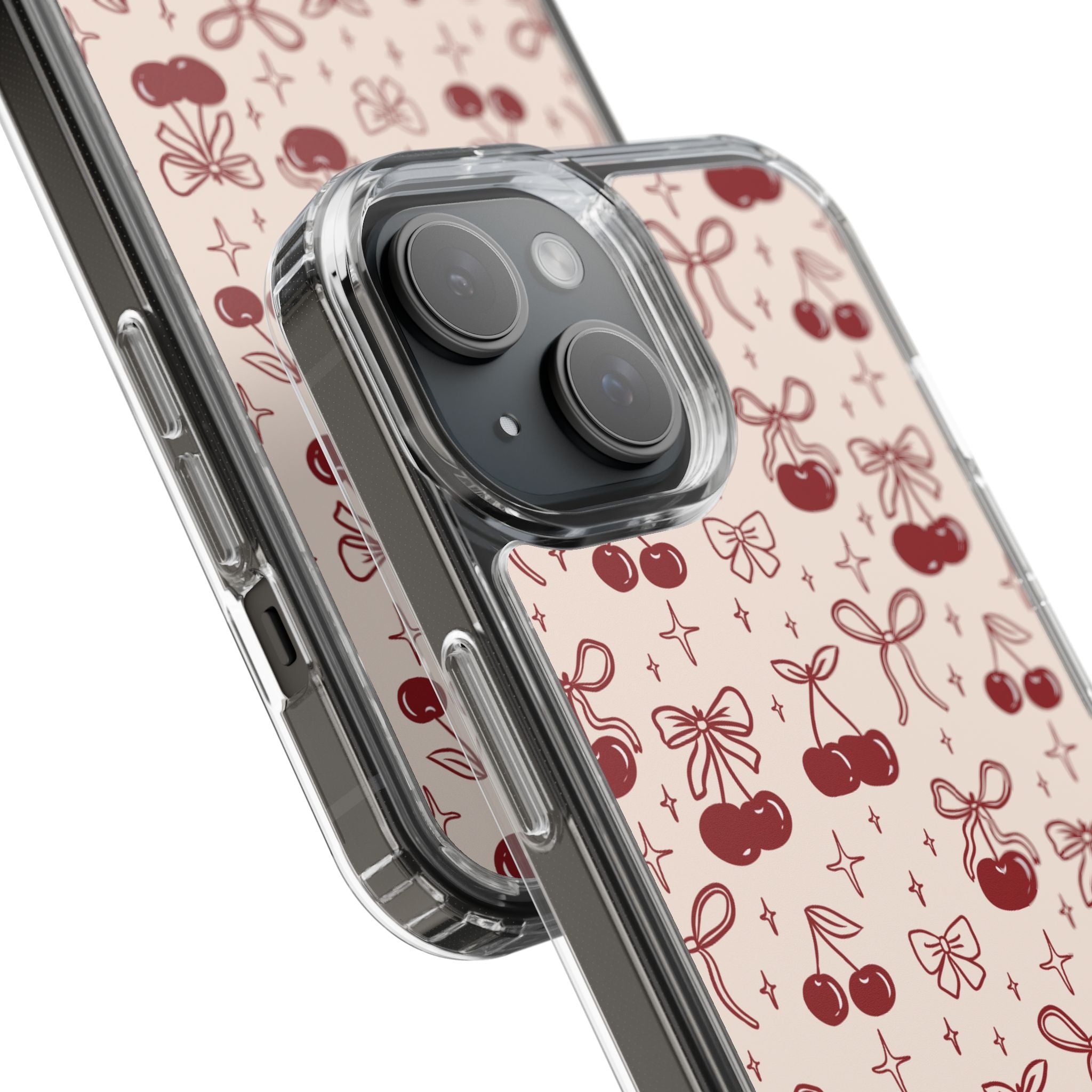 Red Cherry Pattern Aesthetic Phone Case – Slim Lightweight Protective Cover, Cute Colorful Design for Women & Girls
