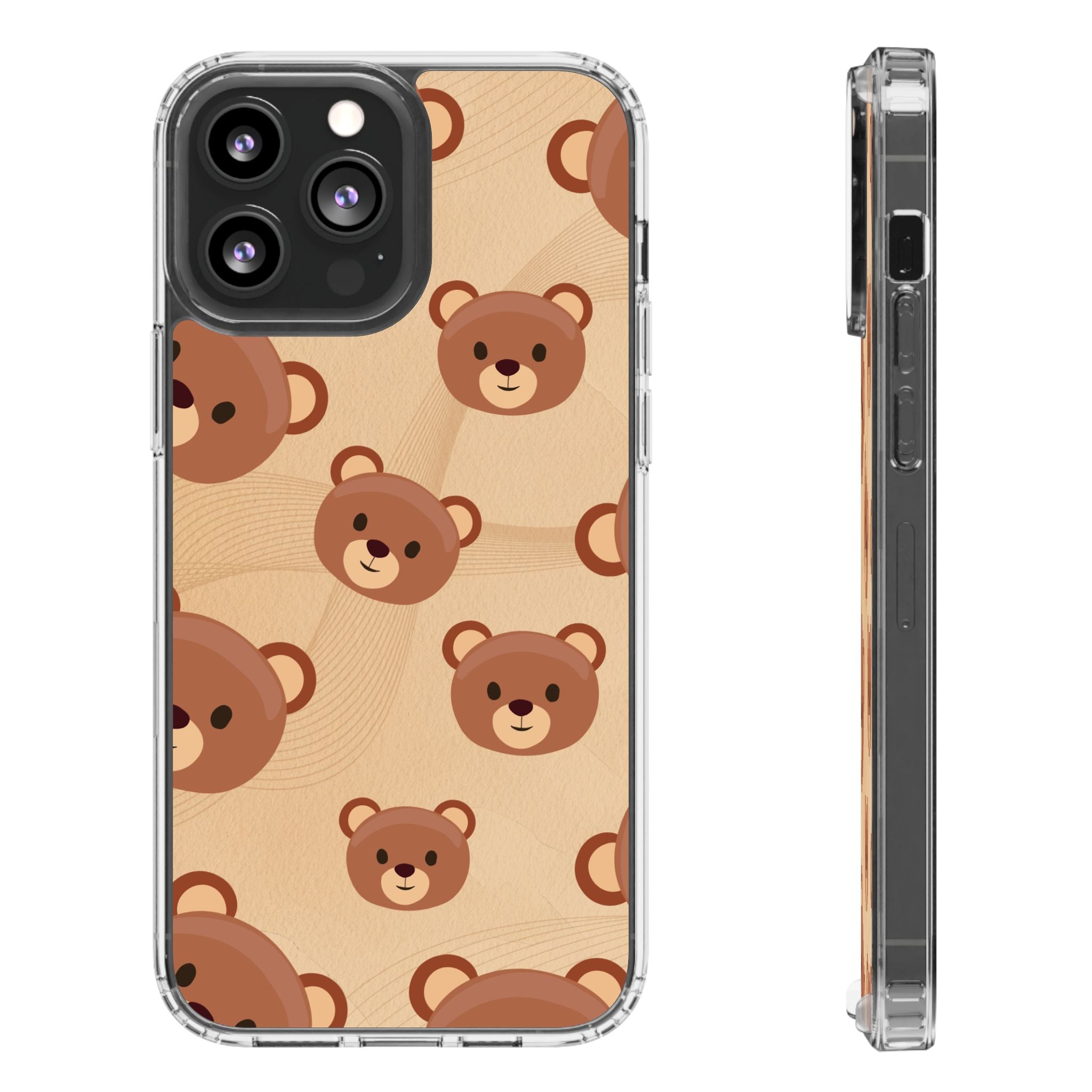 Bear Pattern Clear Phone Case, Cute Animal Phone Cover, Gift for Kids, Trendy Phone Accessory, Birthday Gift, Fun & Playful Style
