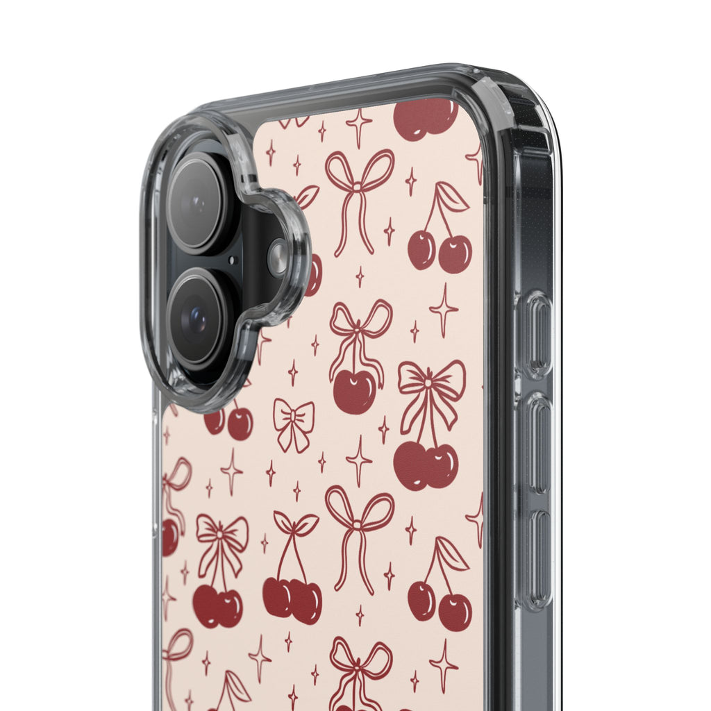 Red Cherry Pattern Aesthetic Phone Case – Slim Lightweight Protective Cover, Cute Colorful Design for Women & Girls