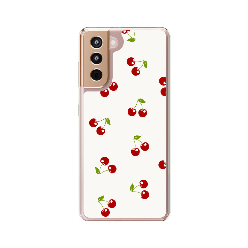 Cute Cherry Pattern Phone Case – Kawaii Red Fruit Design, Slim Protective Cover for iPhone & Samsung