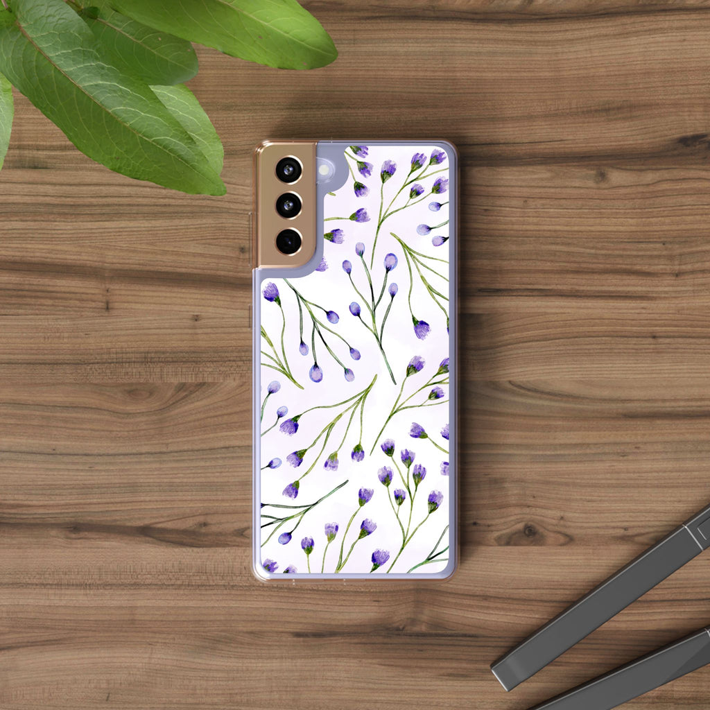Purple Flower Pattern Phone Case – Aesthetic Floral Protective Cover, Slim Lightweight Design for Women & Girls | iPhone and Samsung