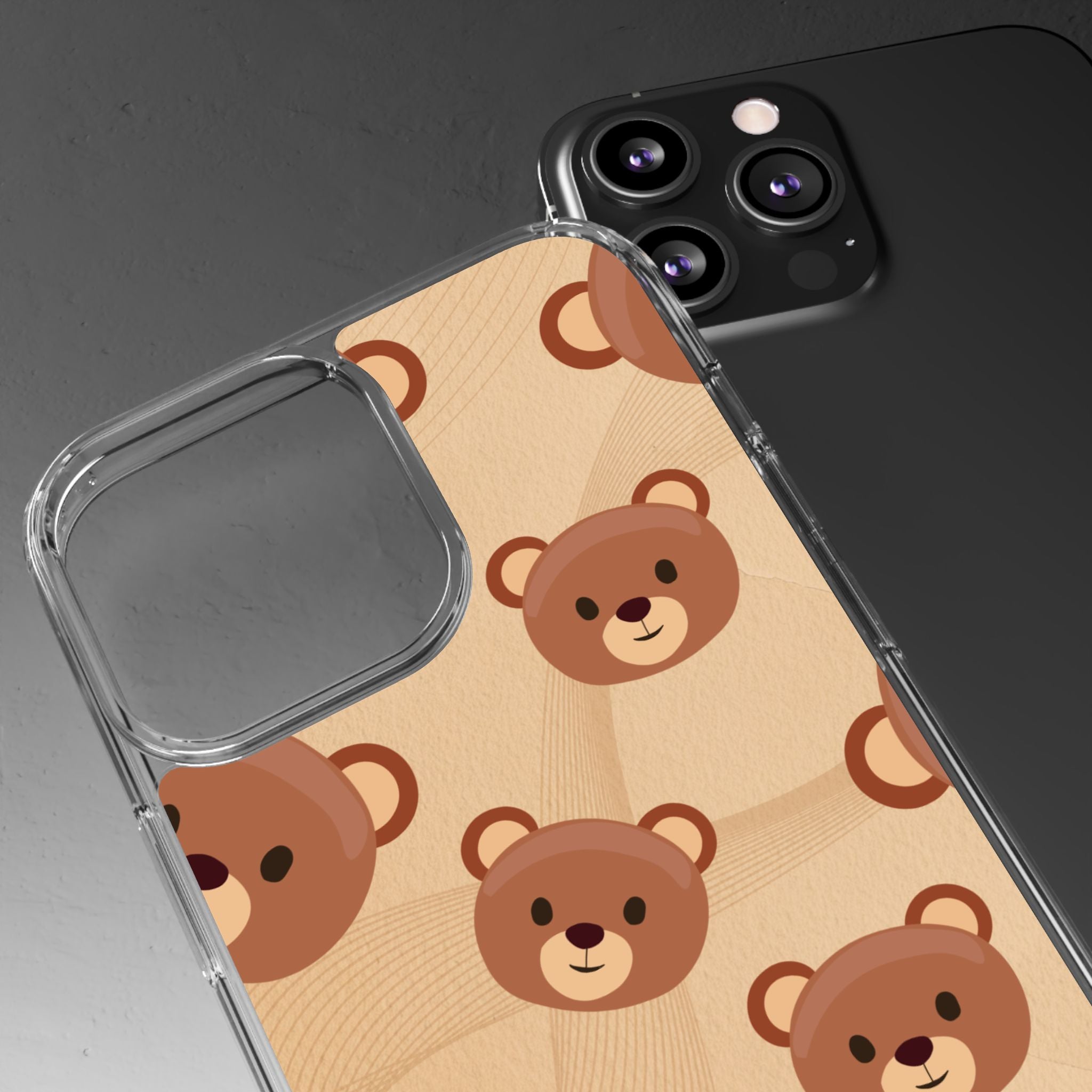 Bear Pattern Clear Phone Case, Cute Animal Phone Cover, Gift for Kids, Trendy Phone Accessory, Birthday Gift, Fun & Playful Style