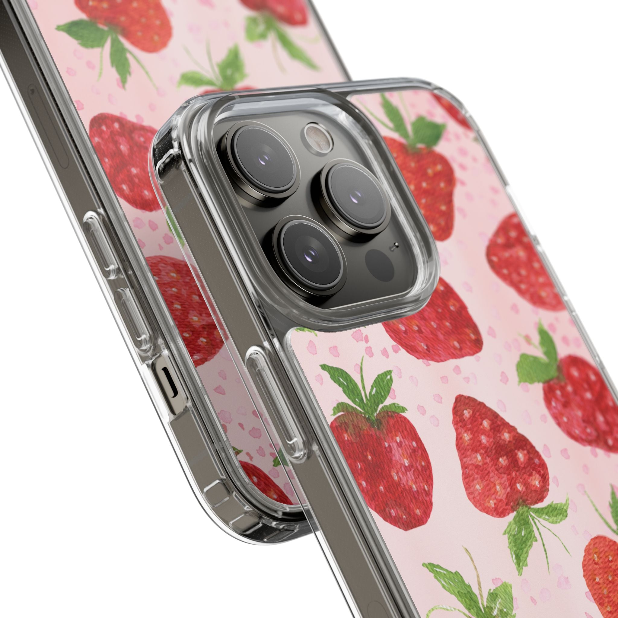 Aesthetic Pink Strawberry Phone Case – Cute Kawaii Fruit Design, Slim Protective Cover for Women & Girls | iPhone and Samsung