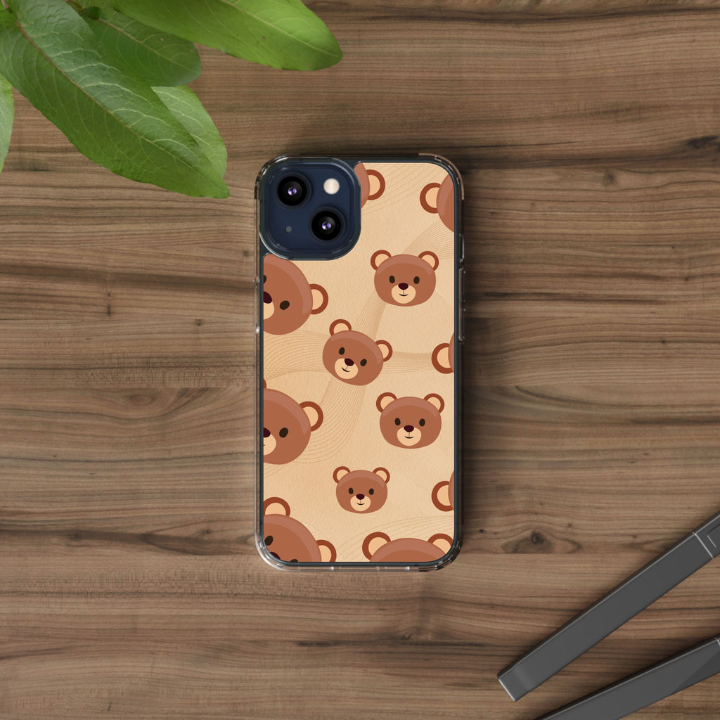 Bear Pattern Clear Phone Case, Cute Animal Phone Cover, Gift for Kids, Trendy Phone Accessory, Birthday Gift, Fun & Playful Style
