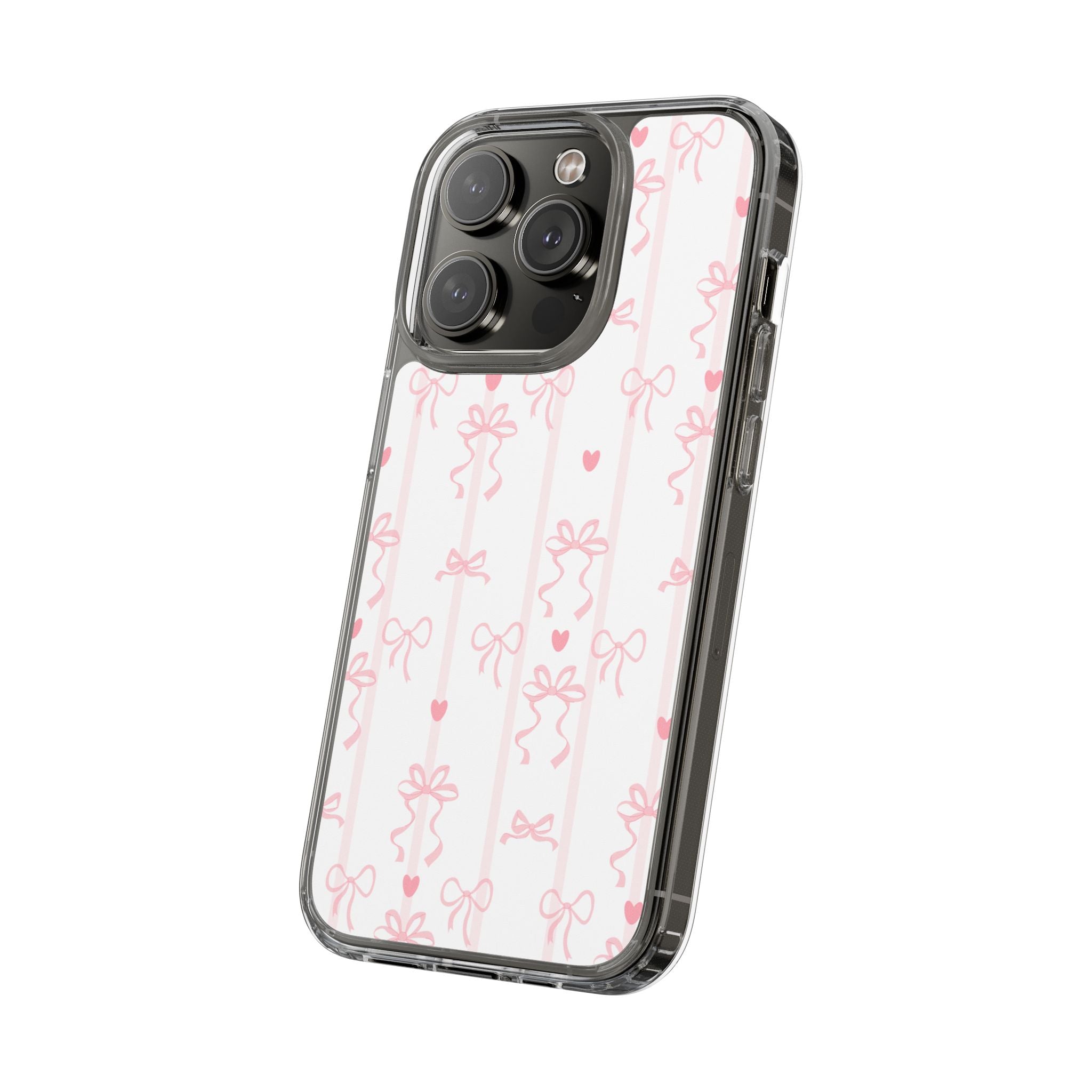 Pink Bow Aesthetic Phone Case – Cute Shockproof Protective Cover with Precise Cutouts, Kawaii Gift for Women & Girls