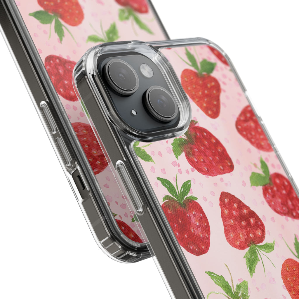 Aesthetic Pink Strawberry Phone Case – Cute Kawaii Fruit Design, Slim Protective Cover for Women & Girls | iPhone and Samsung