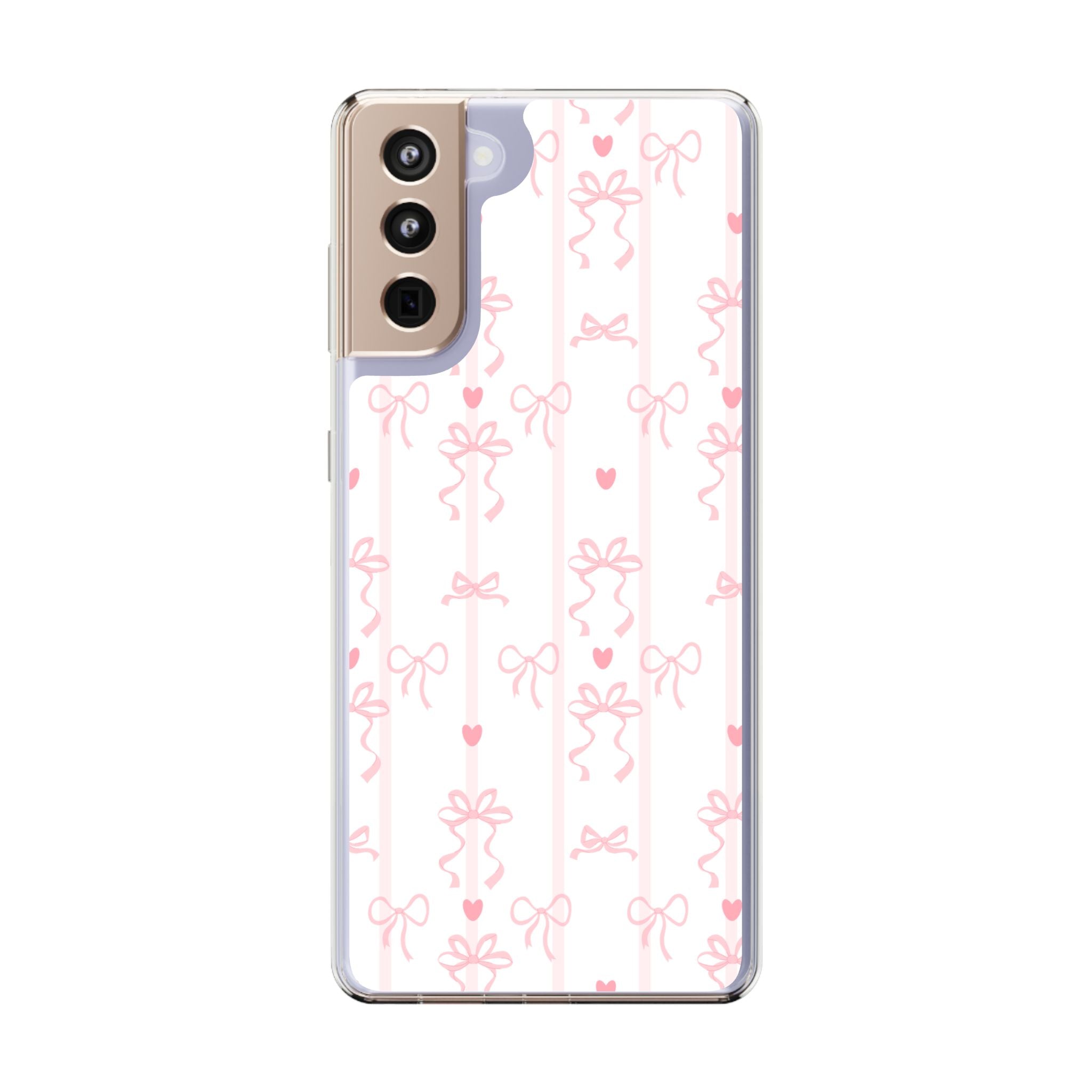 Pink Bow Aesthetic Phone Case – Cute Shockproof Protective Cover with Precise Cutouts, Kawaii Gift for Women & Girls