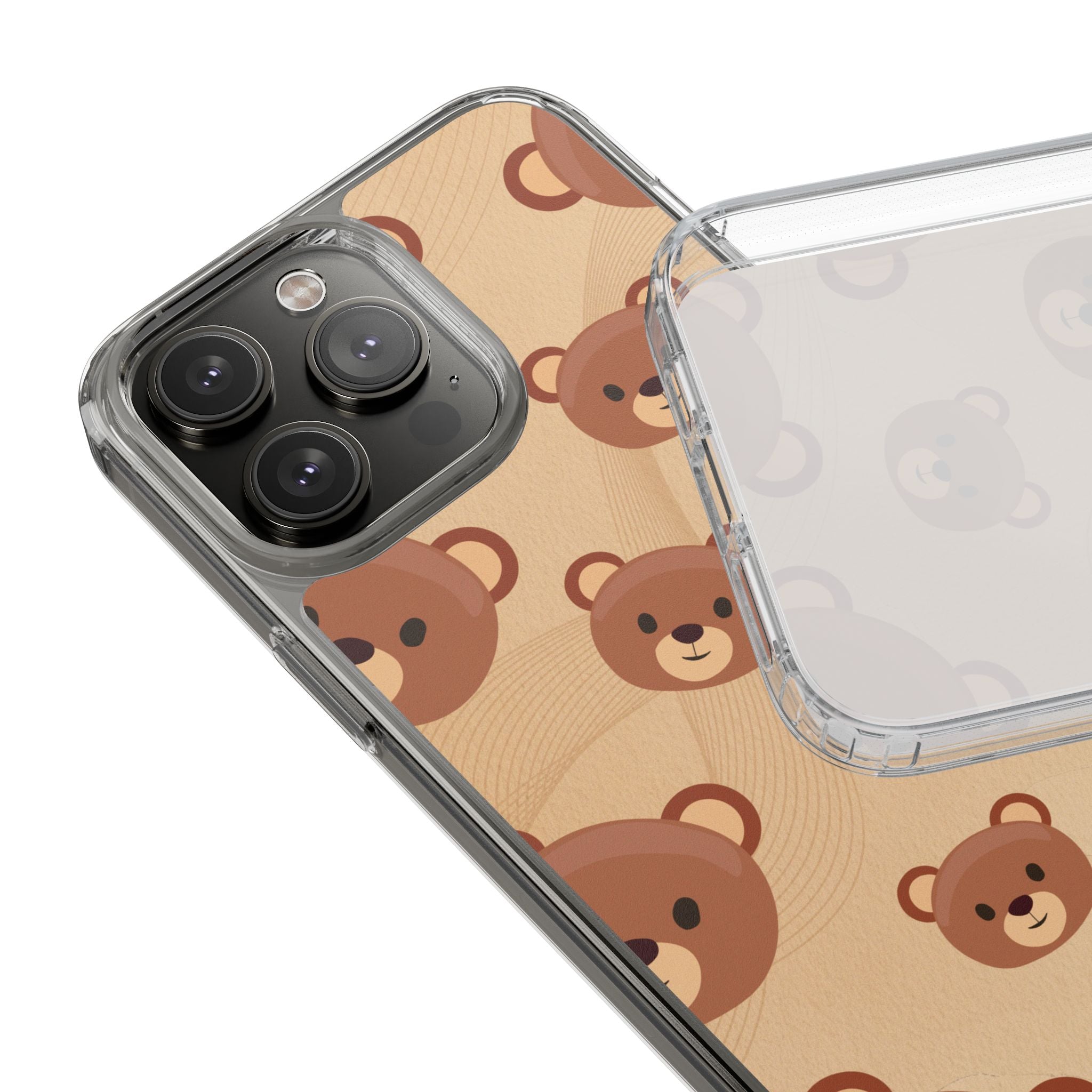 Bear Pattern Clear Phone Case, Cute Animal Phone Cover, Gift for Kids, Trendy Phone Accessory, Birthday Gift, Fun & Playful Style