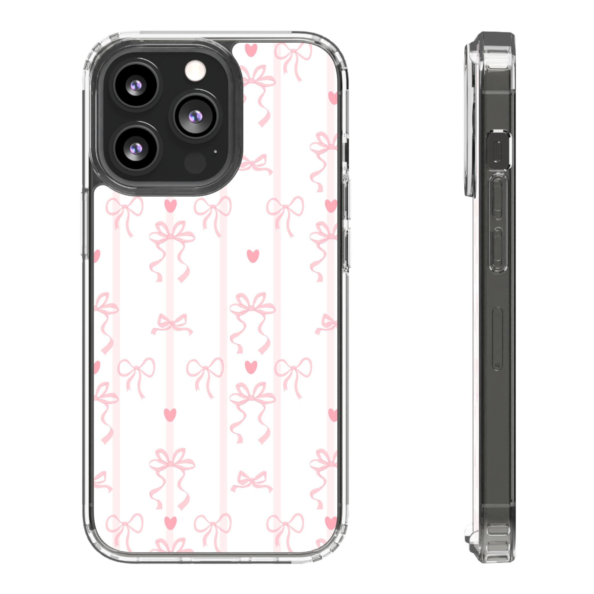 Pink Bow Aesthetic Phone Case – Cute Shockproof Protective Cover with Precise Cutouts, Kawaii Gift for Women & Girls