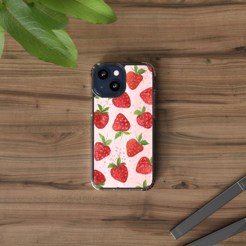 Aesthetic Pink Strawberry Phone Case – Cute Kawaii Fruit Design, Slim Protective Cover for Women & Girls | iPhone and Samsung