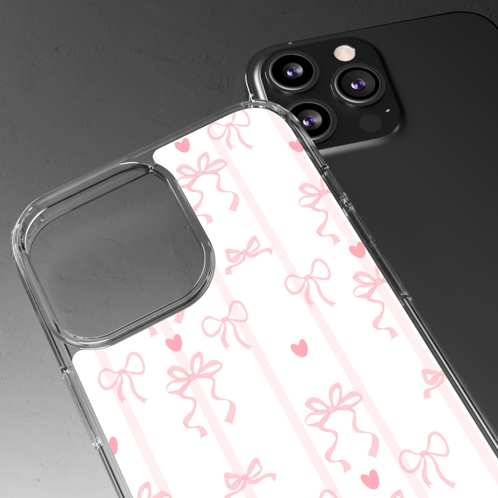 Pink Bow Aesthetic Phone Case – Cute Shockproof Protective Cover with Precise Cutouts, Kawaii Gift for Women & Girls