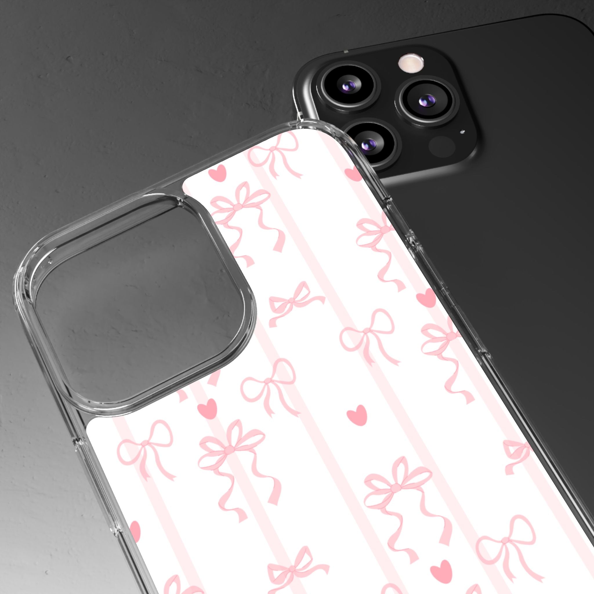 Pink Bow Aesthetic Phone Case – Cute Shockproof Protective Cover with Precise Cutouts, Kawaii Gift for Women & Girls