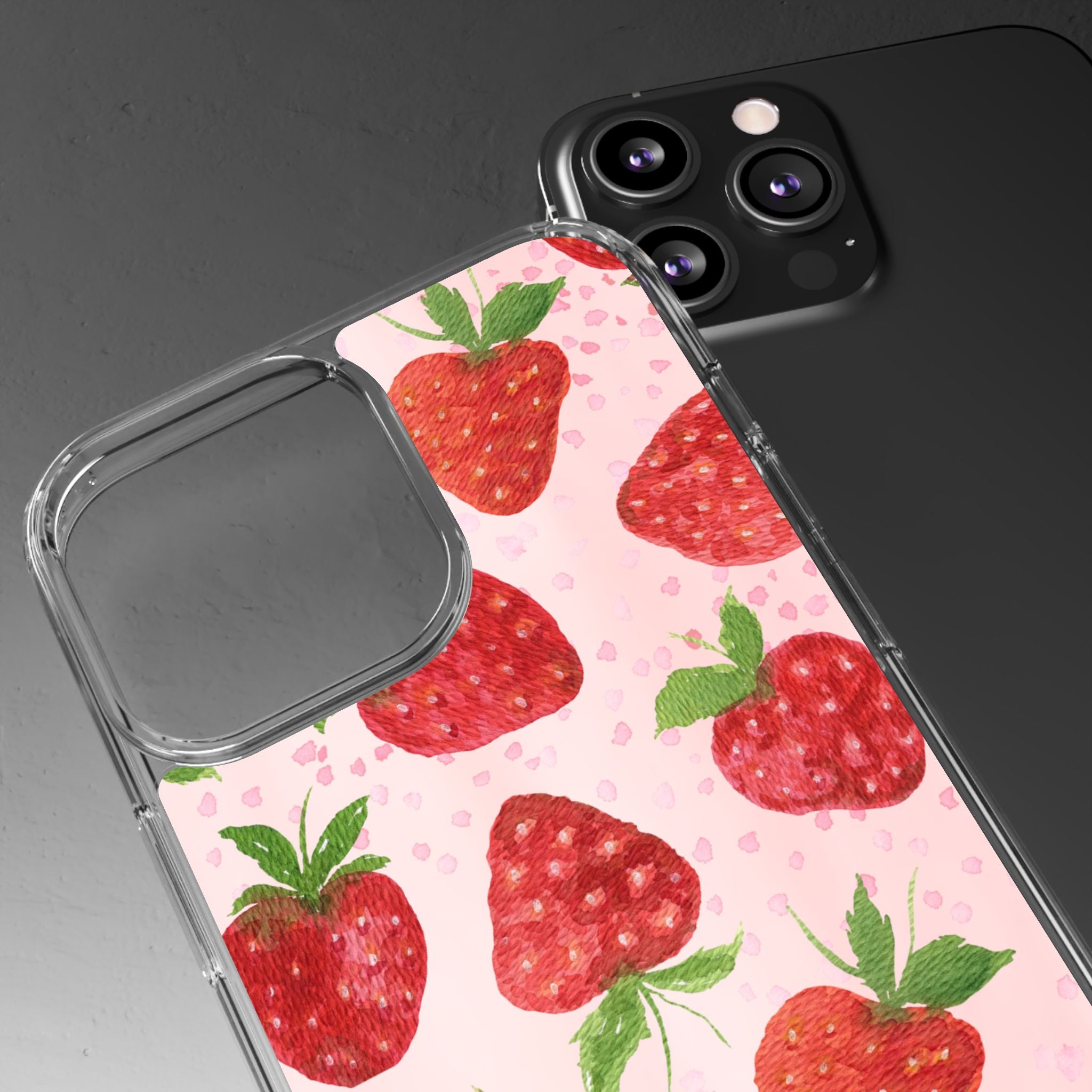 Aesthetic Pink Strawberry Phone Case – Cute Kawaii Fruit Design, Slim Protective Cover for Women & Girls | iPhone and Samsung
