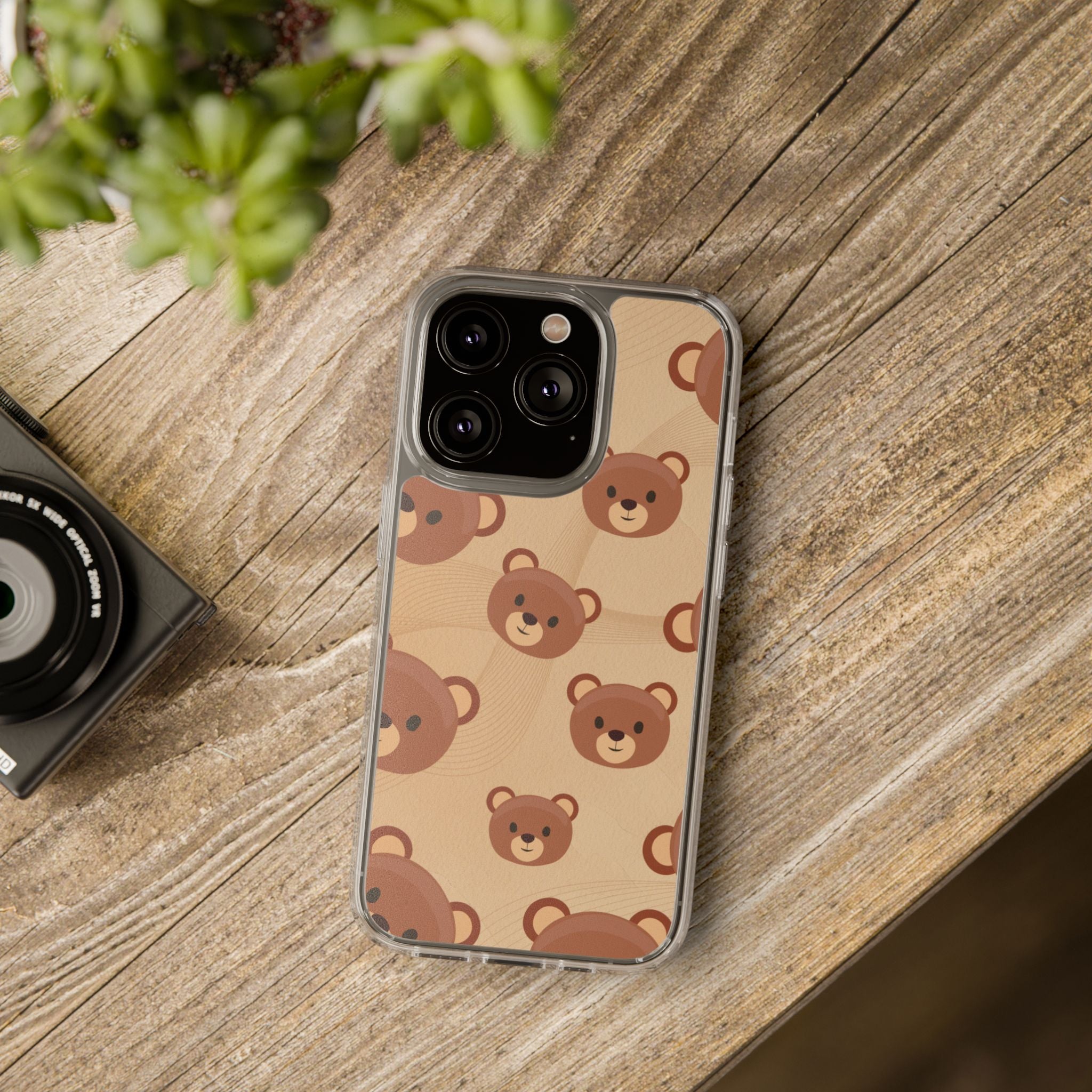 Bear Pattern Clear Phone Case, Cute Animal Phone Cover, Gift for Kids, Trendy Phone Accessory, Birthday Gift, Fun & Playful Style