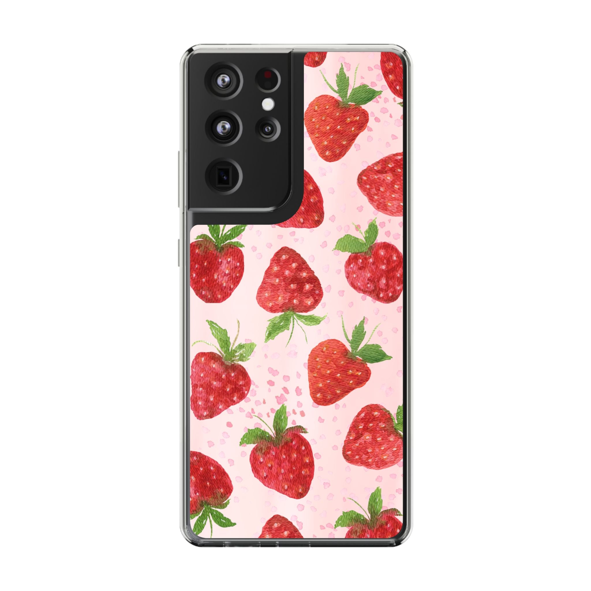 Aesthetic Pink Strawberry Phone Case – Cute Kawaii Fruit Design, Slim Protective Cover for Women & Girls | iPhone and Samsung
