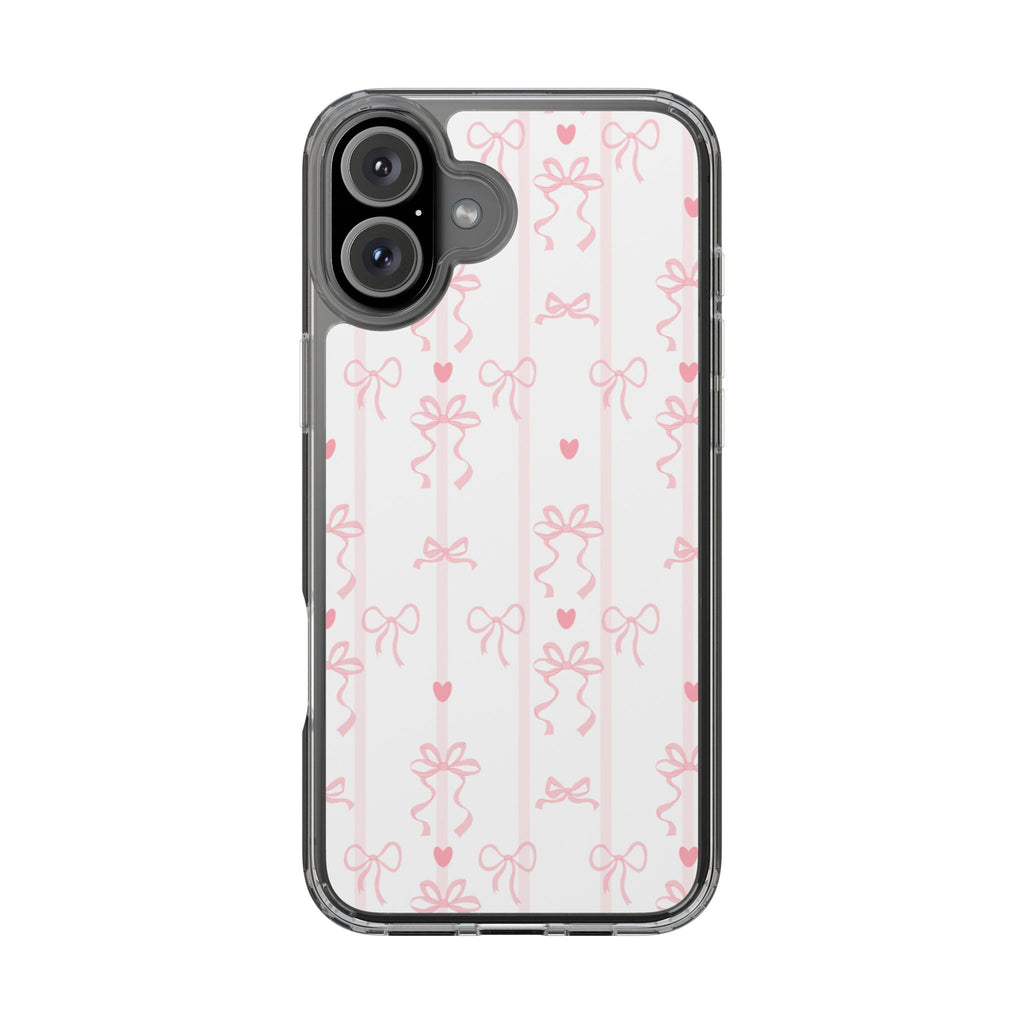 Pink Bow Aesthetic Phone Case – Cute Shockproof Protective Cover with Precise Cutouts, Kawaii Gift for Women & Girls