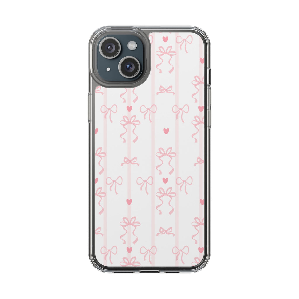 Pink Bow Aesthetic Phone Case – Cute Shockproof Protective Cover with Precise Cutouts, Kawaii Gift for Women & Girls