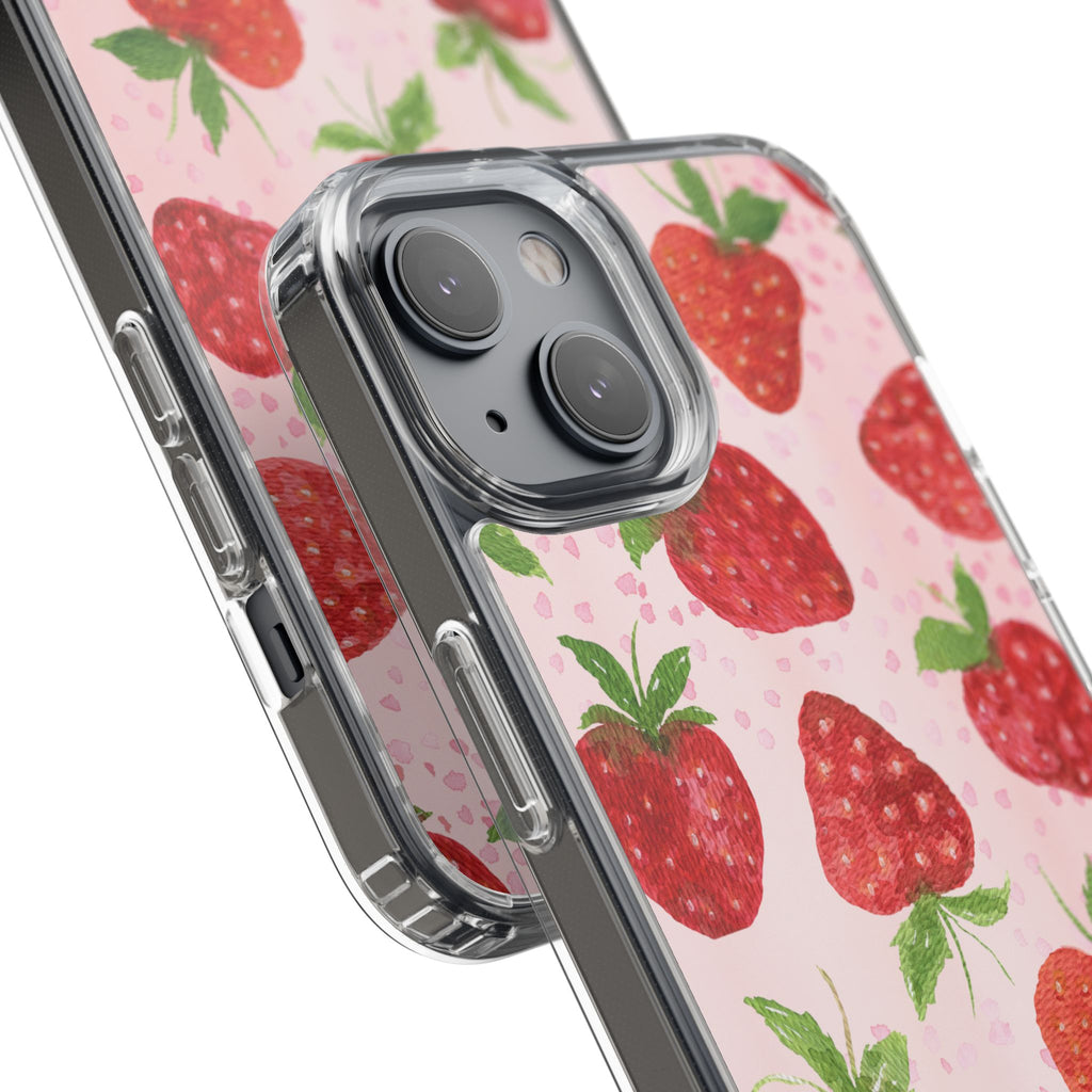 Aesthetic Pink Strawberry Phone Case – Cute Kawaii Fruit Design, Slim Protective Cover for Women & Girls | iPhone and Samsung
