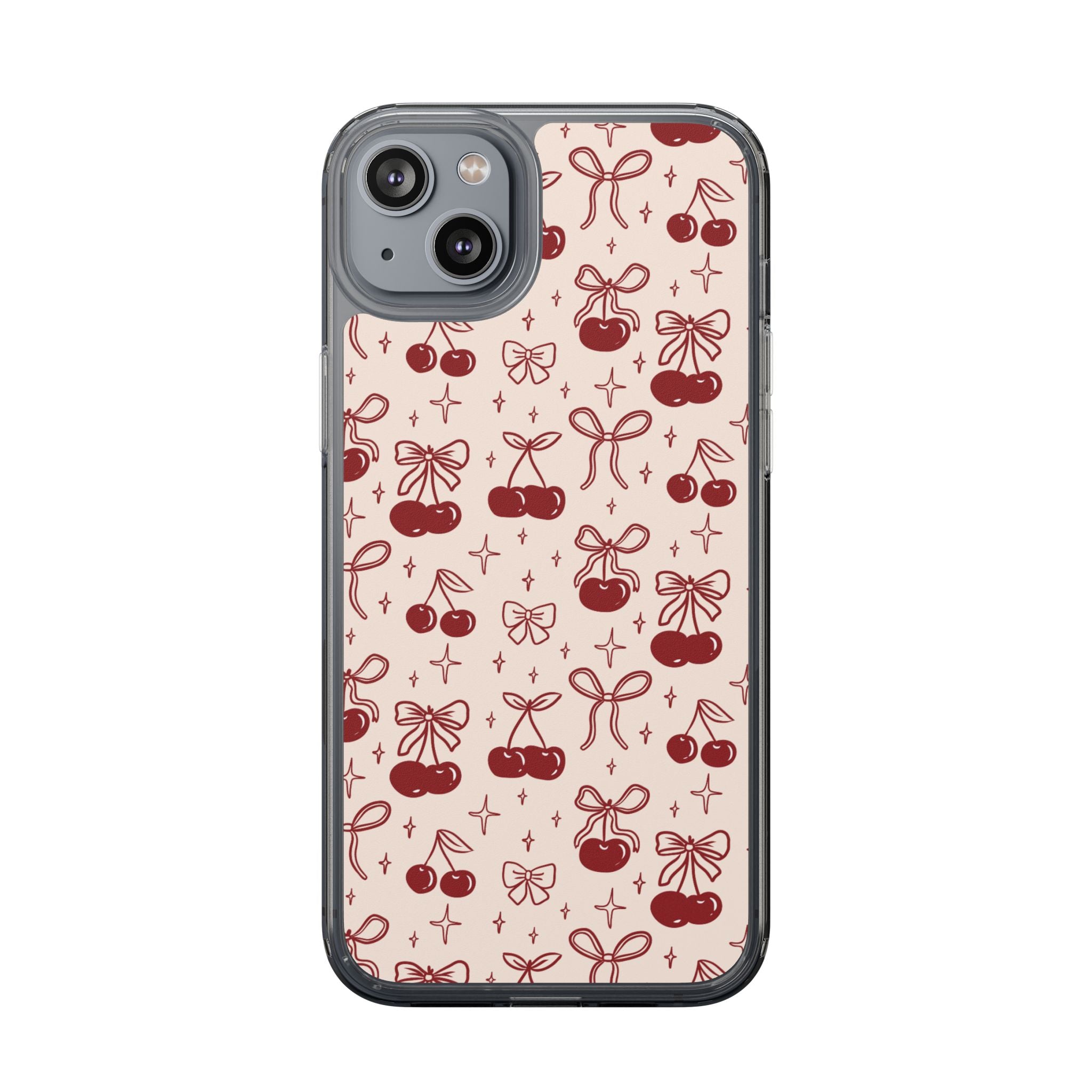 Red Cherry Pattern Aesthetic Phone Case – Slim Lightweight Protective Cover, Cute Colorful Design for Women & Girls