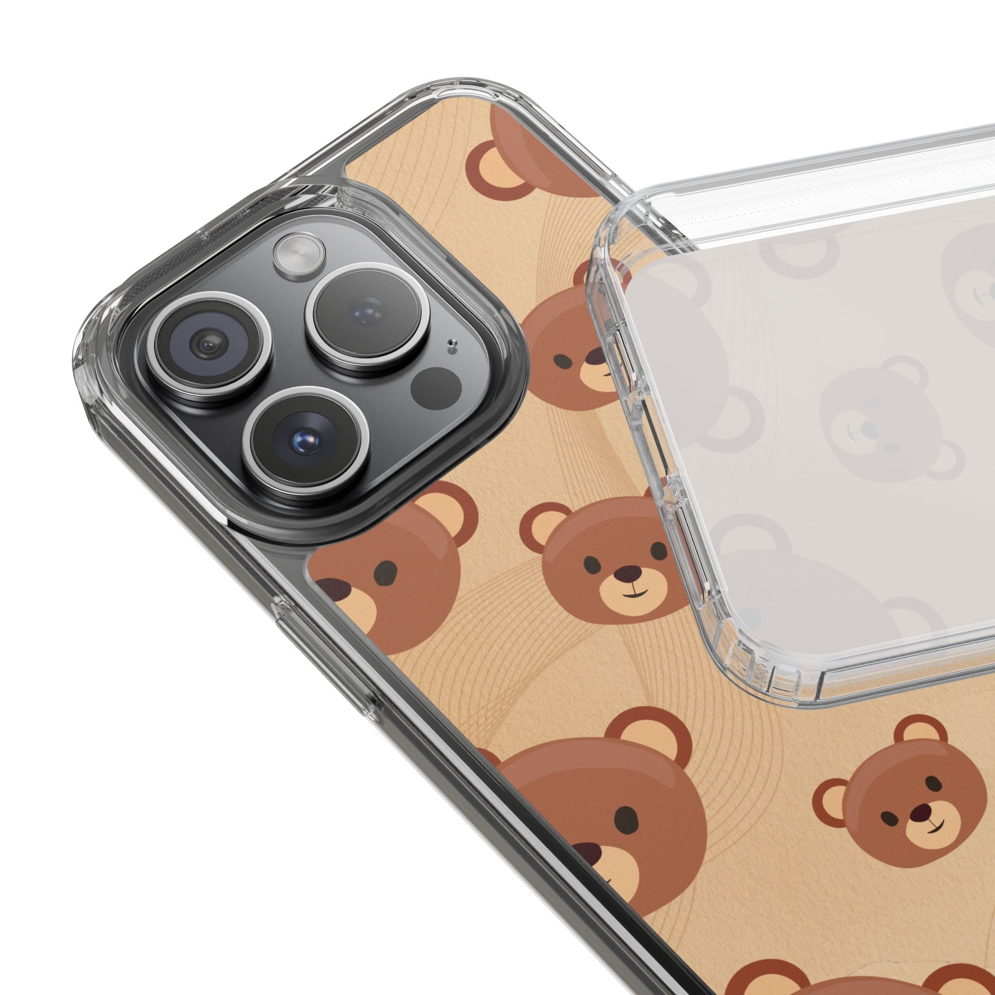 Bear Pattern Clear Phone Case, Cute Animal Phone Cover, Gift for Kids, Trendy Phone Accessory, Birthday Gift, Fun & Playful Style