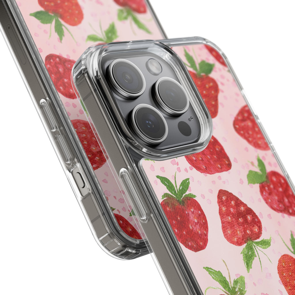 Aesthetic Pink Strawberry Phone Case – Cute Kawaii Fruit Design, Slim Protective Cover for Women & Girls | iPhone and Samsung