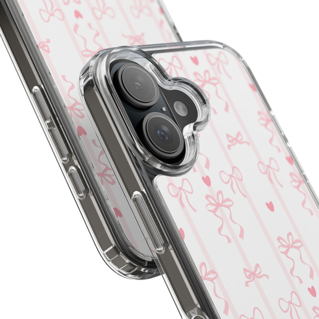 Pink Bow Aesthetic Phone Case – Cute Shockproof Protective Cover with Precise Cutouts, Kawaii Gift for Women & Girls