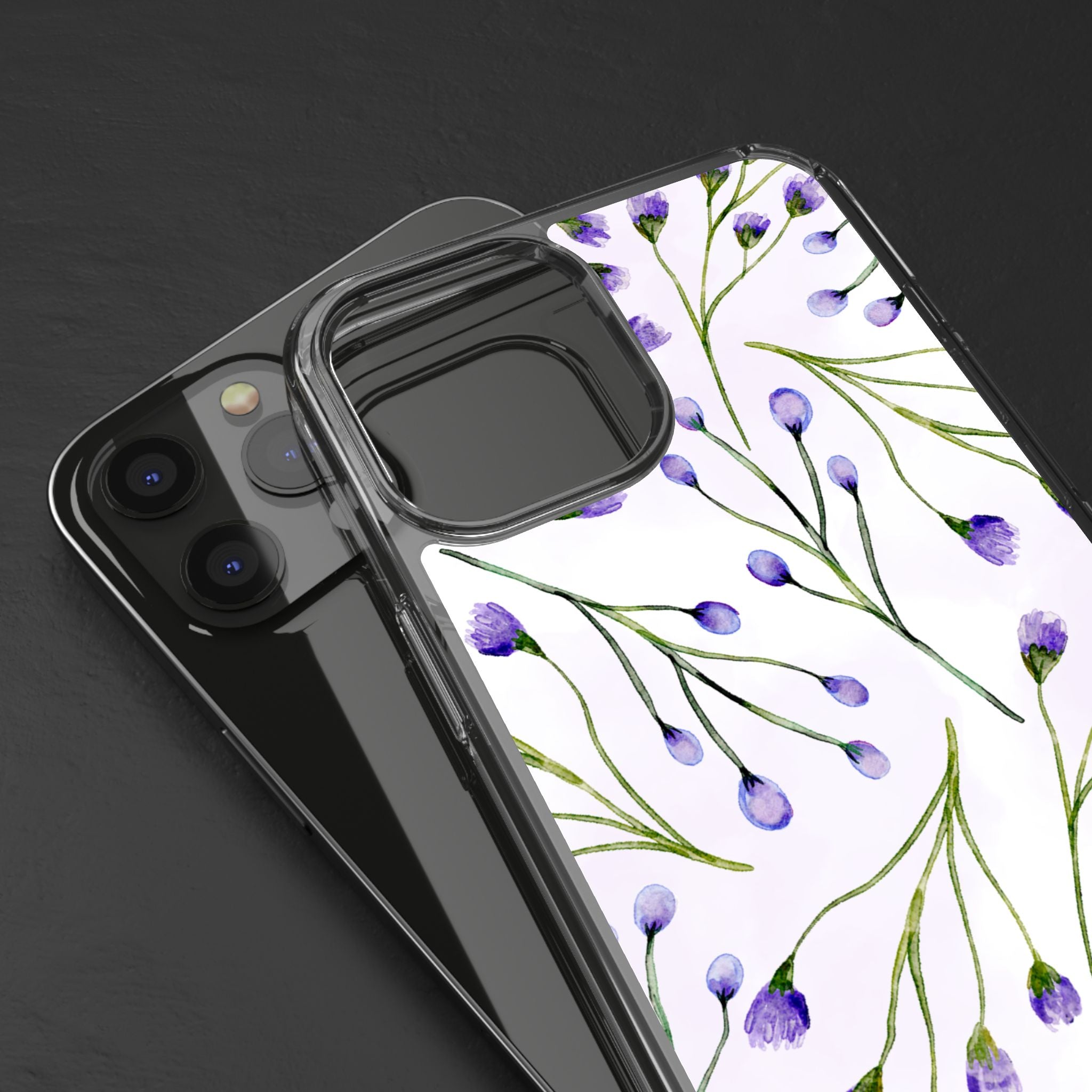 Purple Flower Pattern Phone Case – Aesthetic Floral Protective Cover, Slim Lightweight Design for Women & Girls | iPhone and Samsung