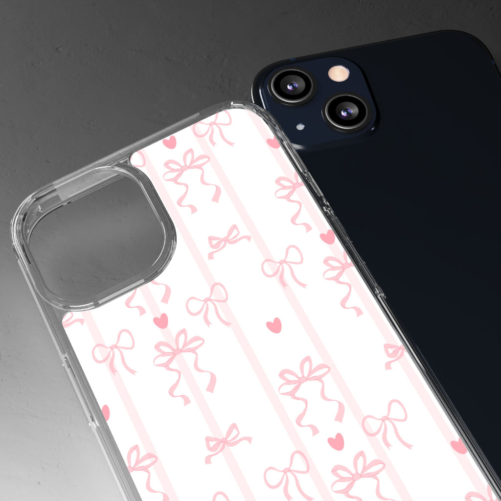 Pink Bow Aesthetic Phone Case – Cute Shockproof Protective Cover with Precise Cutouts, Kawaii Gift for Women & Girls