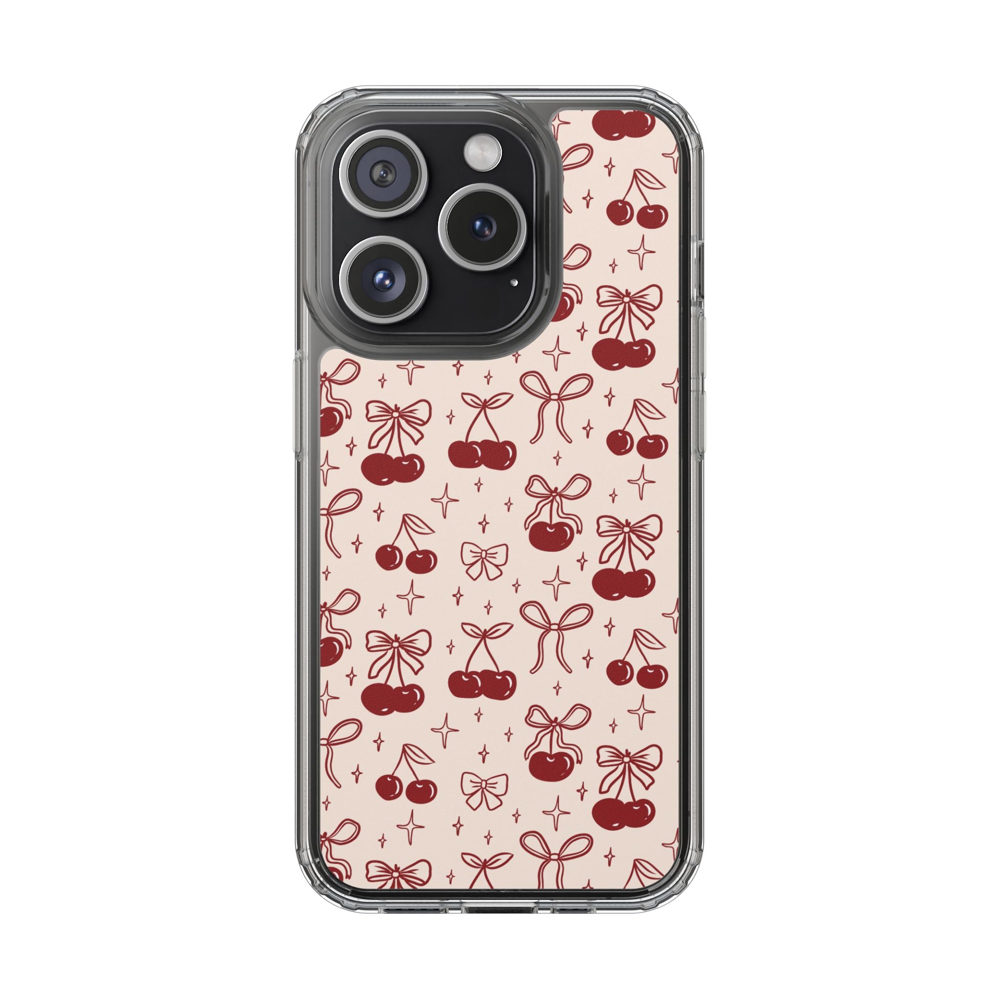 Red Cherry Pattern Aesthetic Phone Case – Slim Lightweight Protective Cover, Cute Colorful Design for Women & Girls