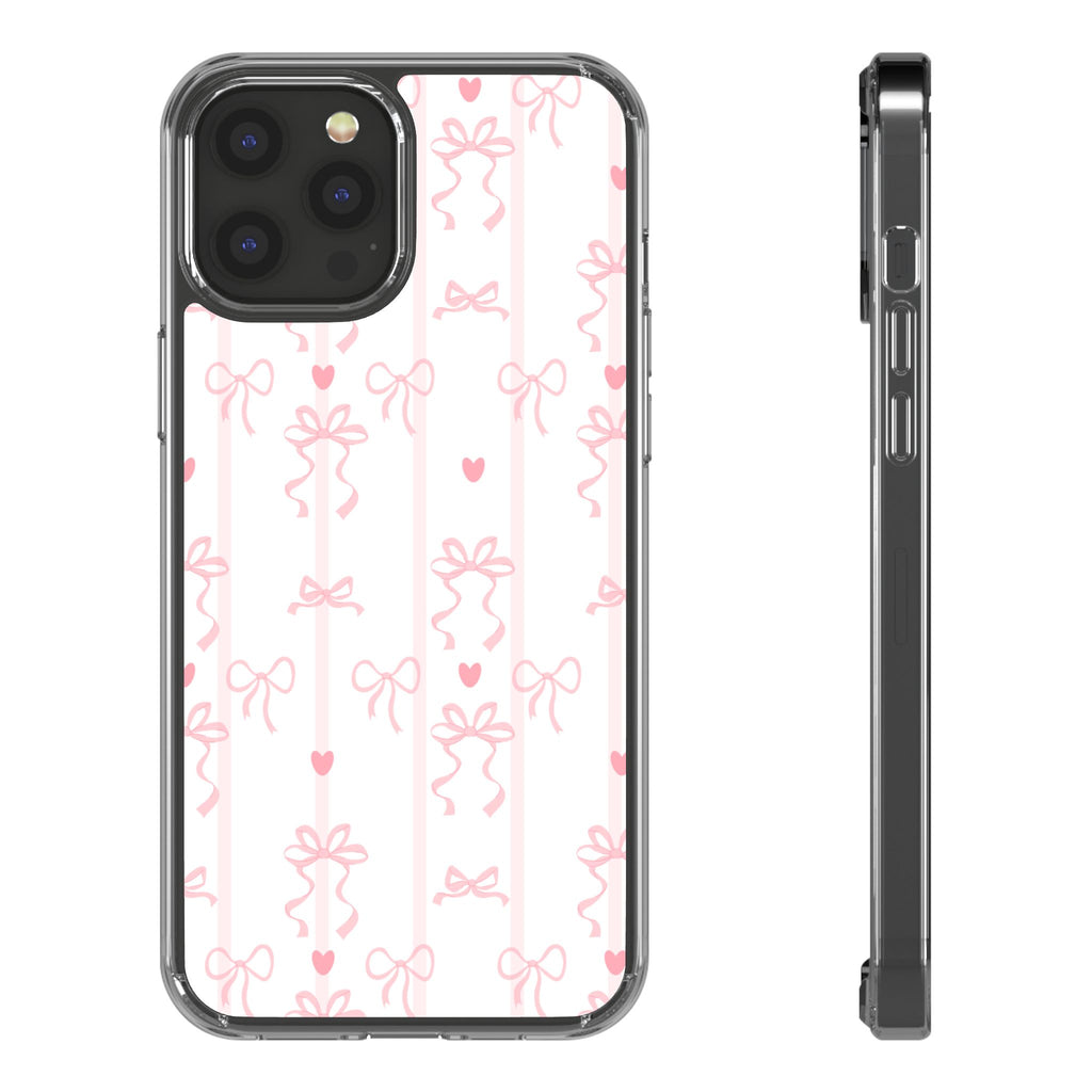 Pink Bow Aesthetic Phone Case – Cute Shockproof Protective Cover with Precise Cutouts, Kawaii Gift for Women & Girls
