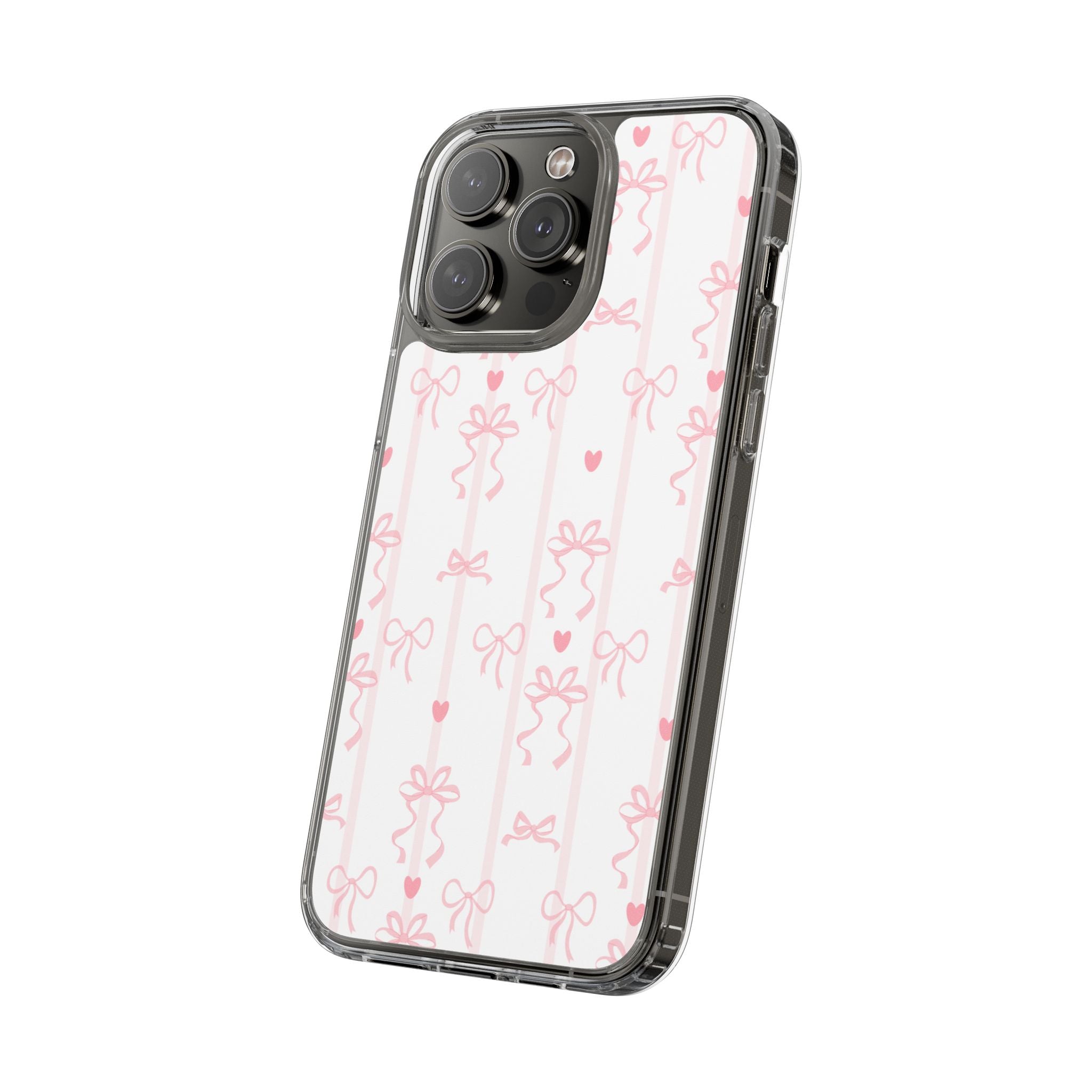Pink Bow Aesthetic Phone Case – Cute Shockproof Protective Cover with Precise Cutouts, Kawaii Gift for Women & Girls