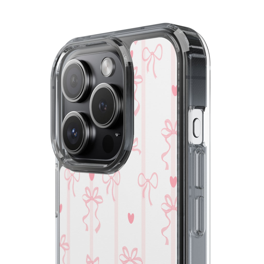 Pink Bow Aesthetic Phone Case – Cute Shockproof Protective Cover with Precise Cutouts, Kawaii Gift for Women & Girls