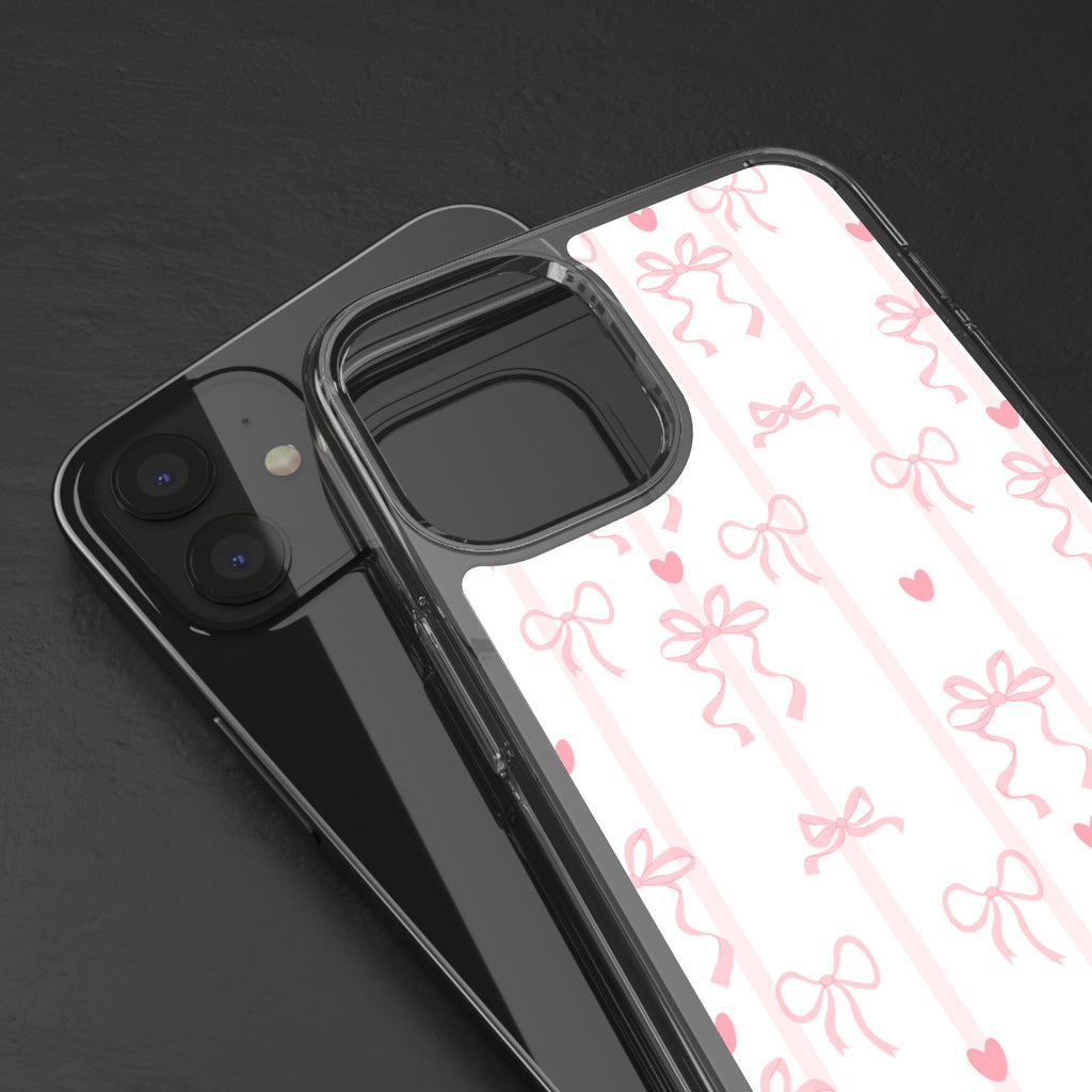 Pink Bow Aesthetic Phone Case – Cute Shockproof Protective Cover with Precise Cutouts, Kawaii Gift for Women & Girls